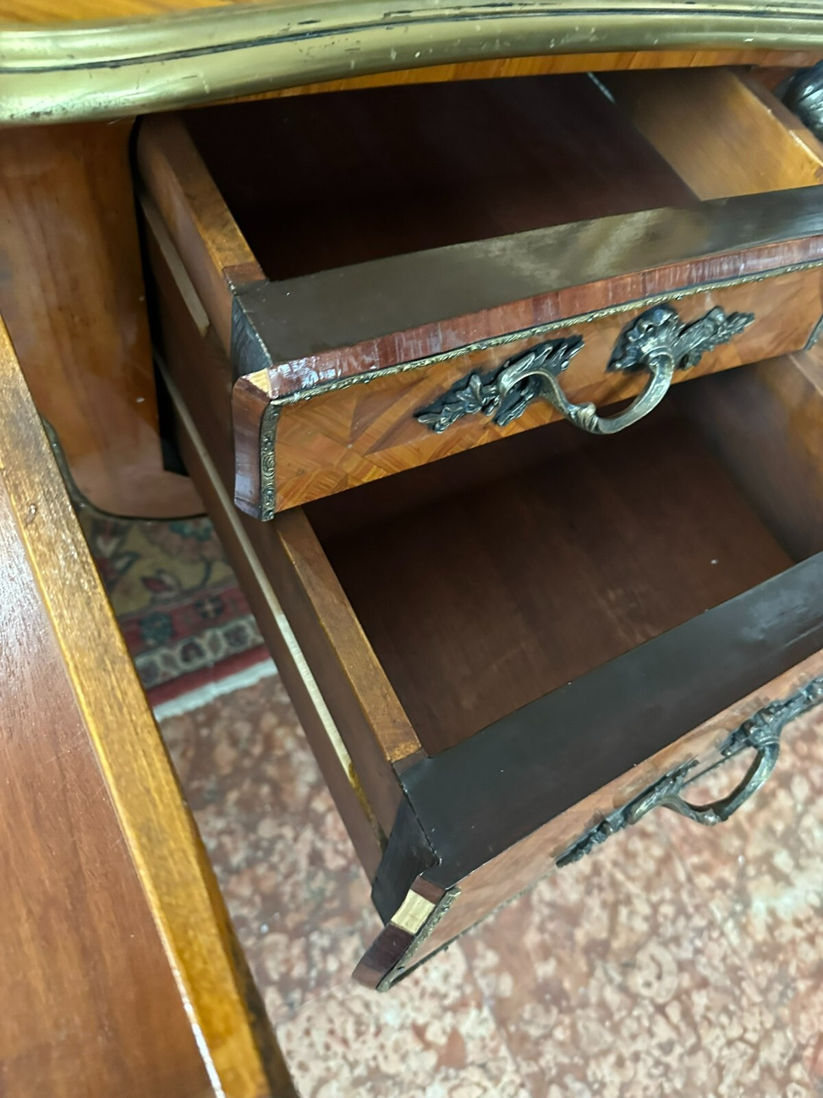 GROSSER BAROCK LOUIS XV SCHREIBTISCH PALISANDER MASSIVE MESSING FIGUREN 20 TES – Bild 9