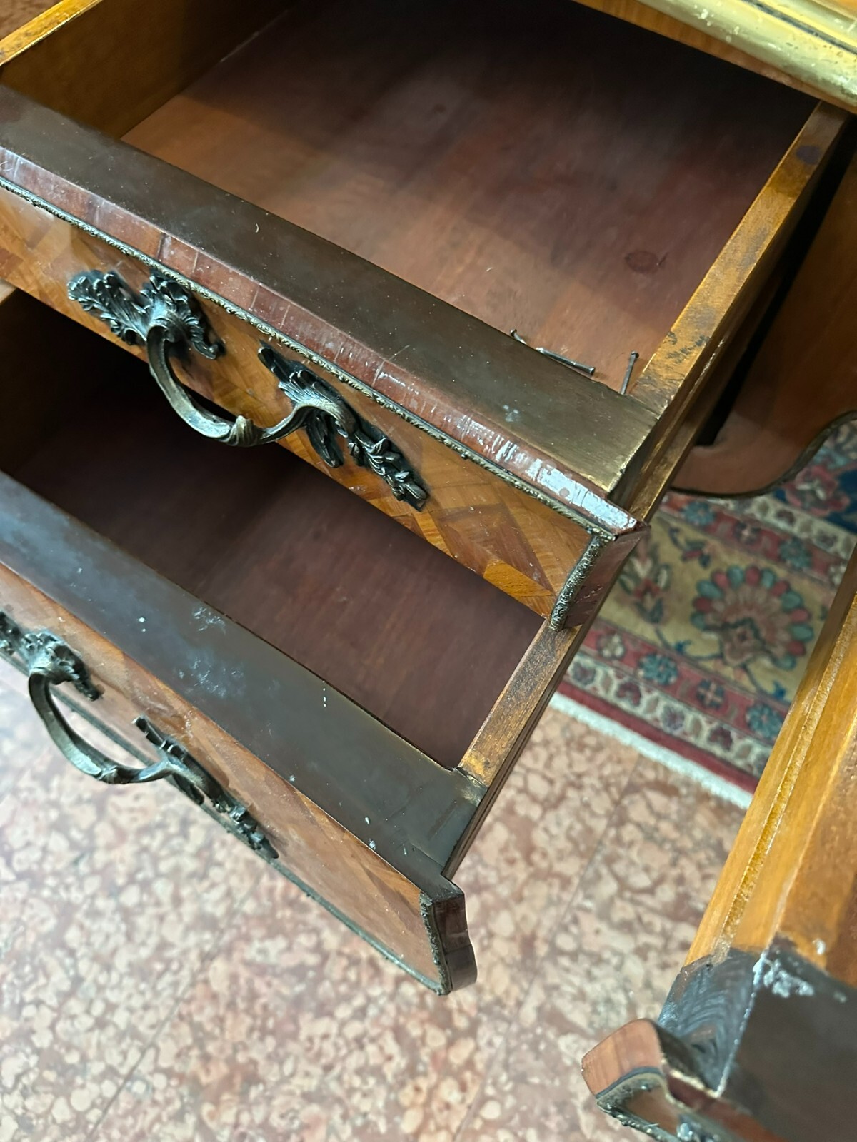 GROSSER BAROCK LOUIS XV SCHREIBTISCH PALISANDER MASSIVE MESSING FIGUREN 20 TES – Bild 10