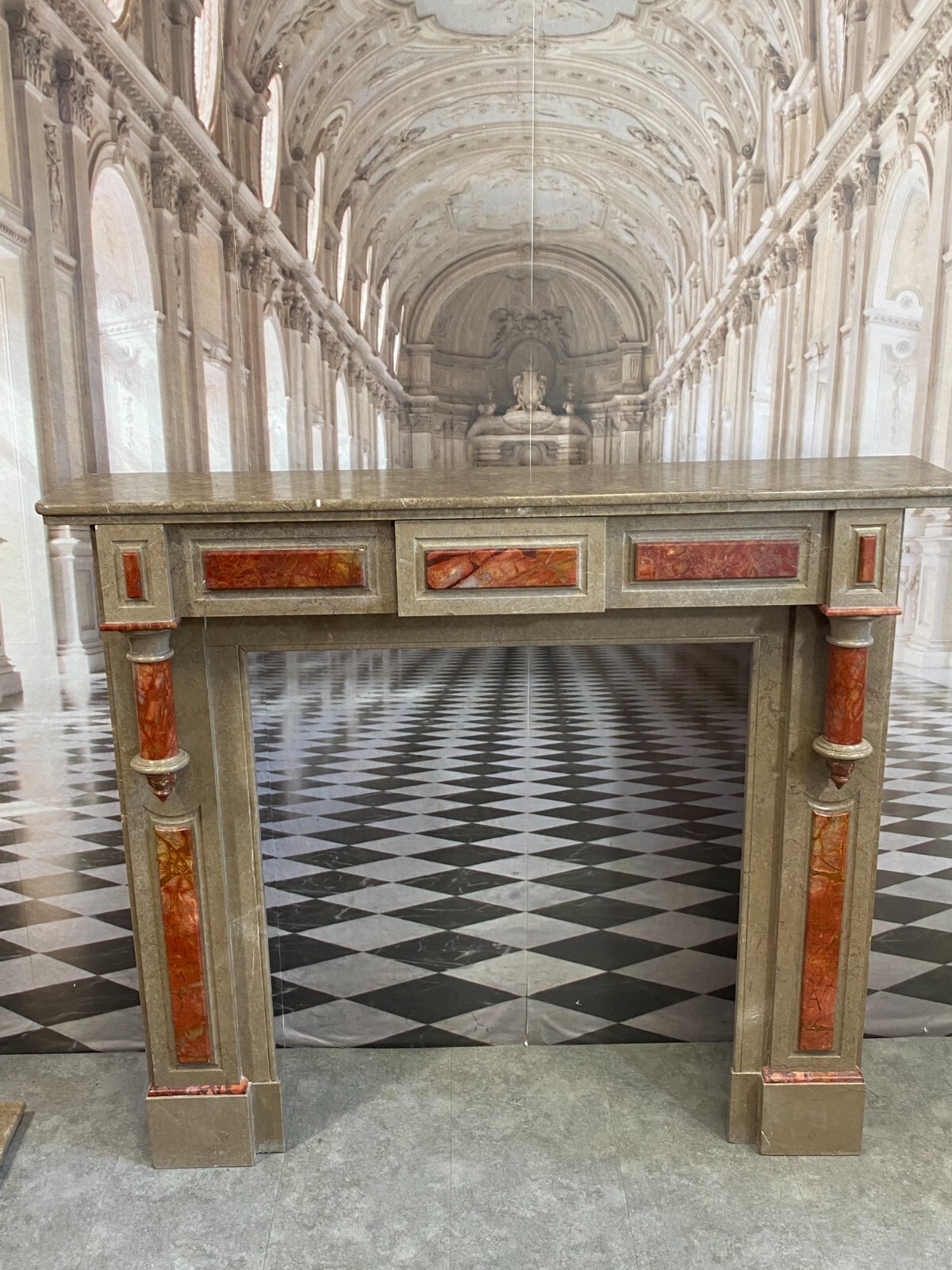 ANTIKE KAMINUMRANDUNG MARMOR KAMIN UM 1920 ART DECO ZWEIFARBIG