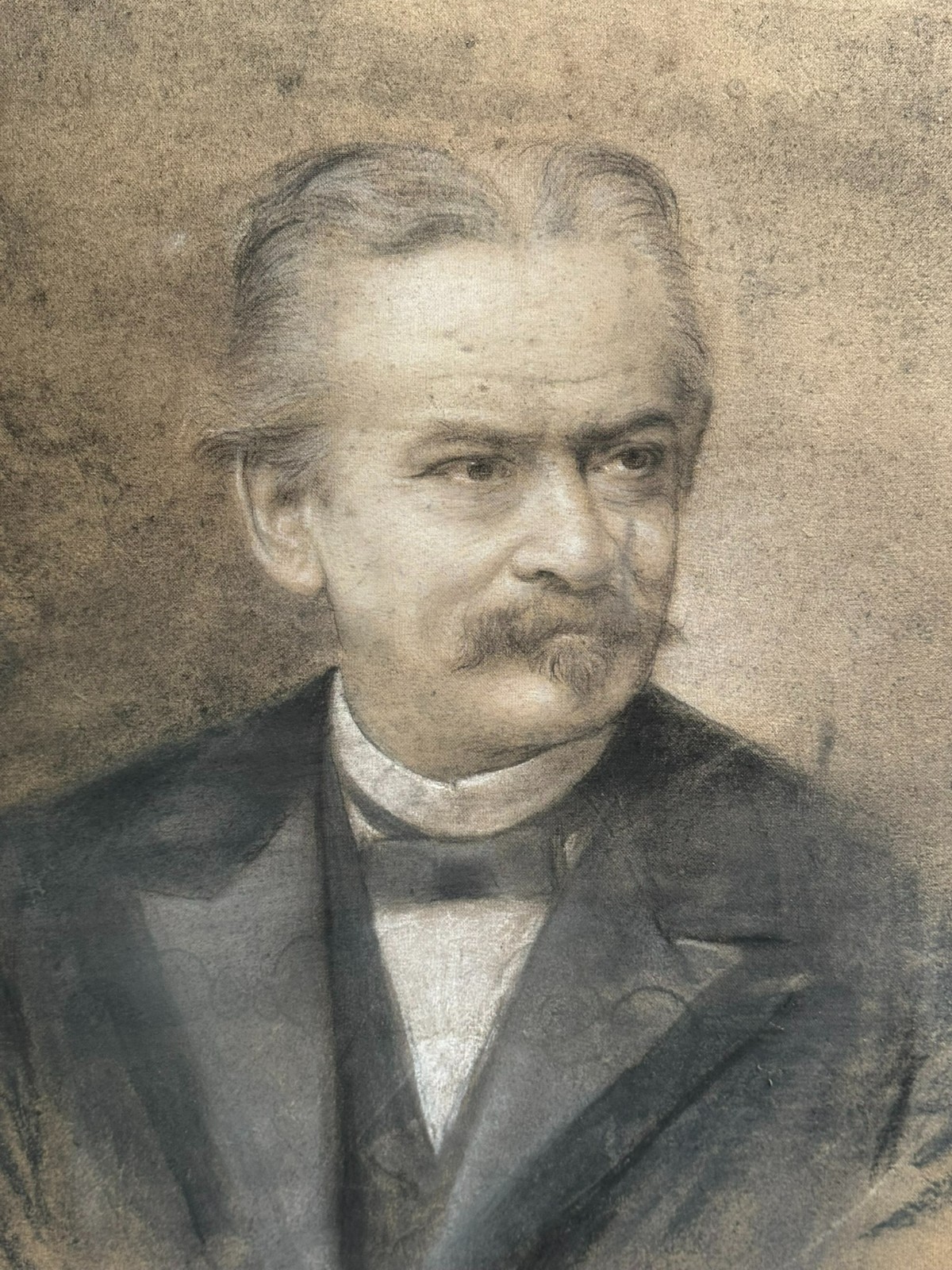 KOHLE UND KREIDE ZEICHNUNG SIGNIERT G. SCHACHINGER PORTRAIT EINES MANNES