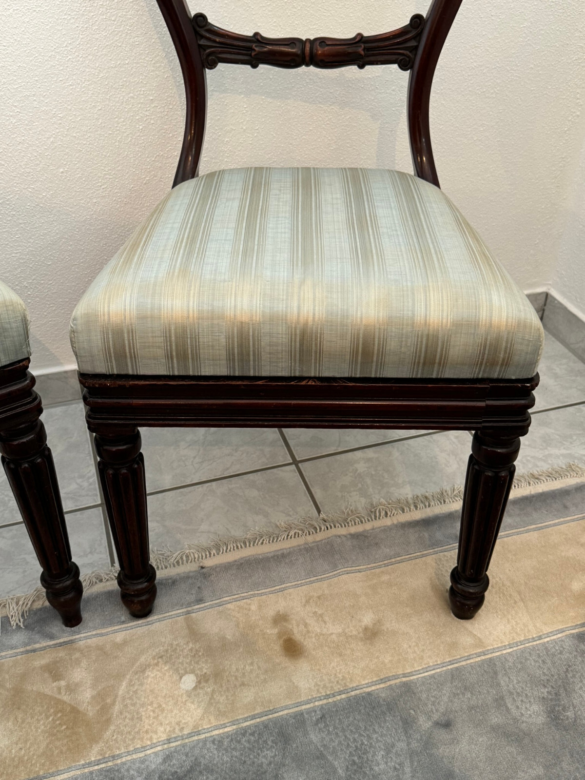 PAAR ANTIKE LOUIS SEIZE STÜHLE UM 1880 MAHAGONI FURNIERT 2x ANTIKER STUHL – Bild 10