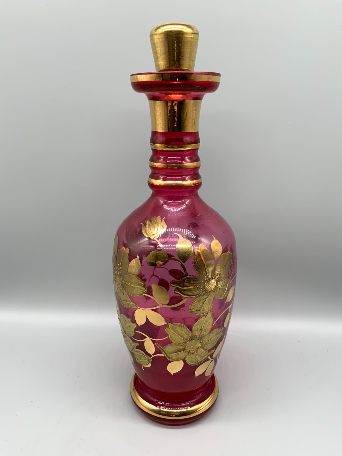 VINTAGEKARAFFE FLASCHE AUS GLAS LIKÖRKARAFFE FEINES DEKOR 34cm HOCH