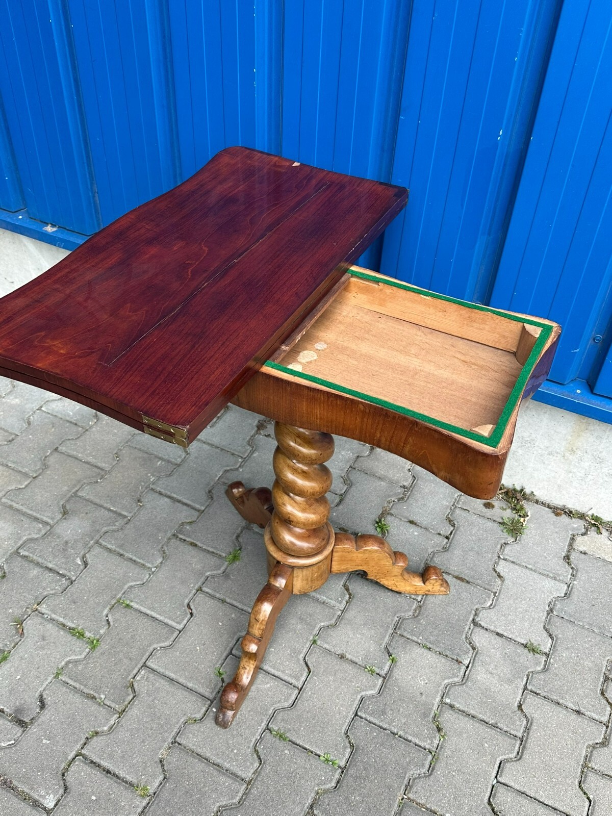ANTIKER SPIELTISCH BEISTELLTISCH LOUIS PHILIPPE UM 1860 MAHAGONI – Bild 11