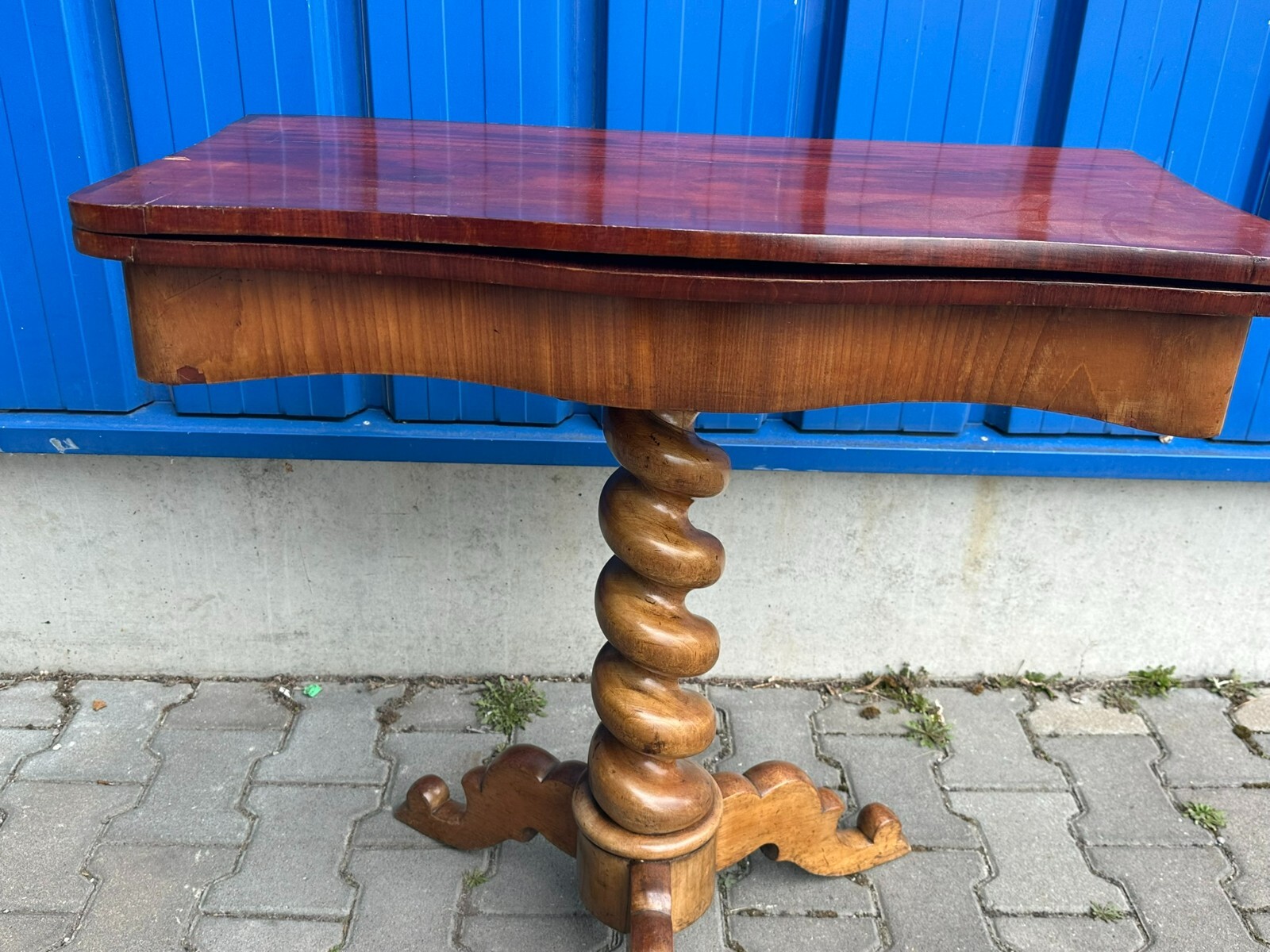 ANTIKER SPIELTISCH BEISTELLTISCH LOUIS PHILIPPE UM 1860 MAHAGONI – Bild 4