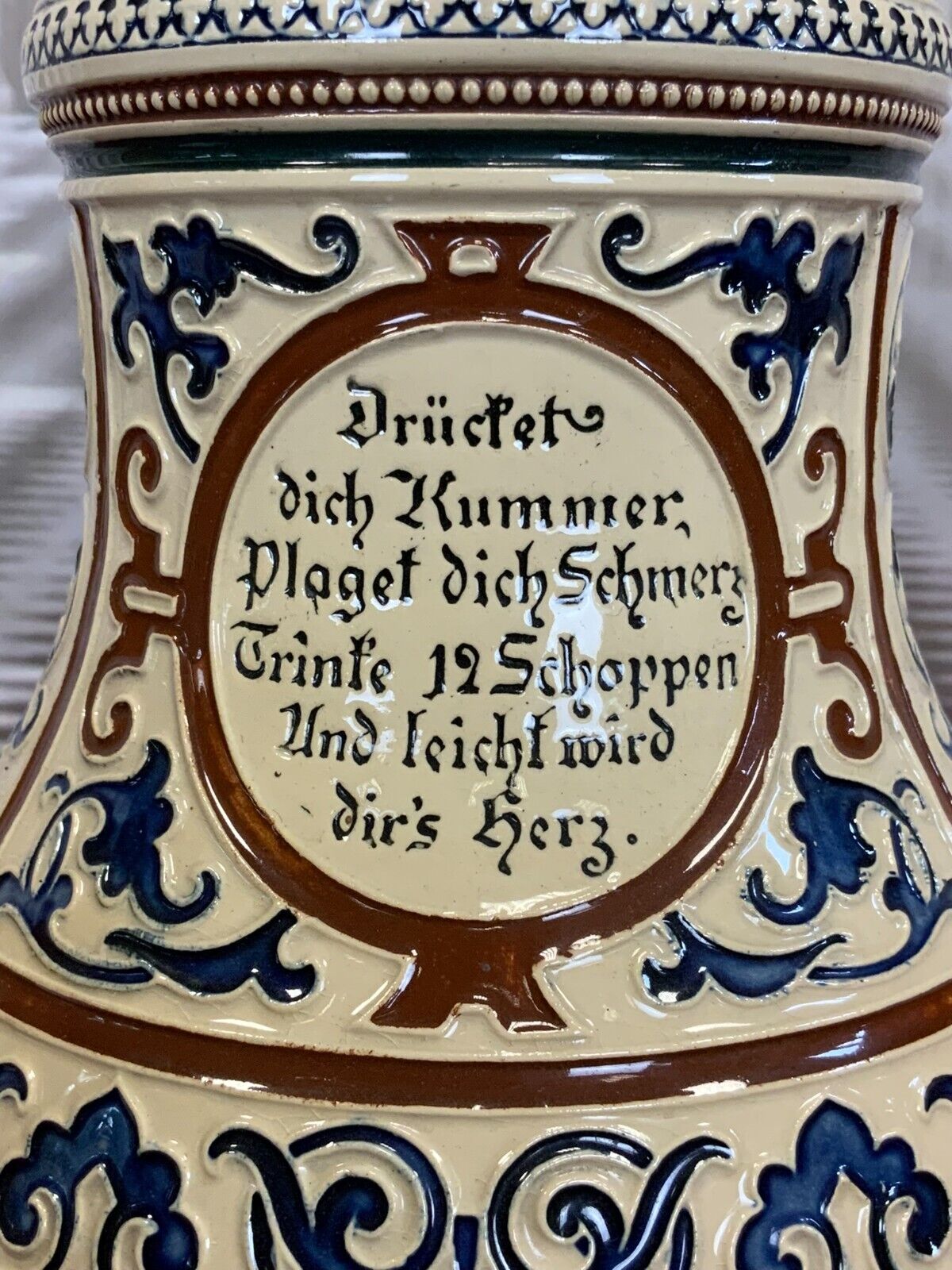 SEHR GROSSER HUMPEN 39cm REINHOLD MERKELBACH KERAMIK MIT ZINNMONTUR – Bild 11