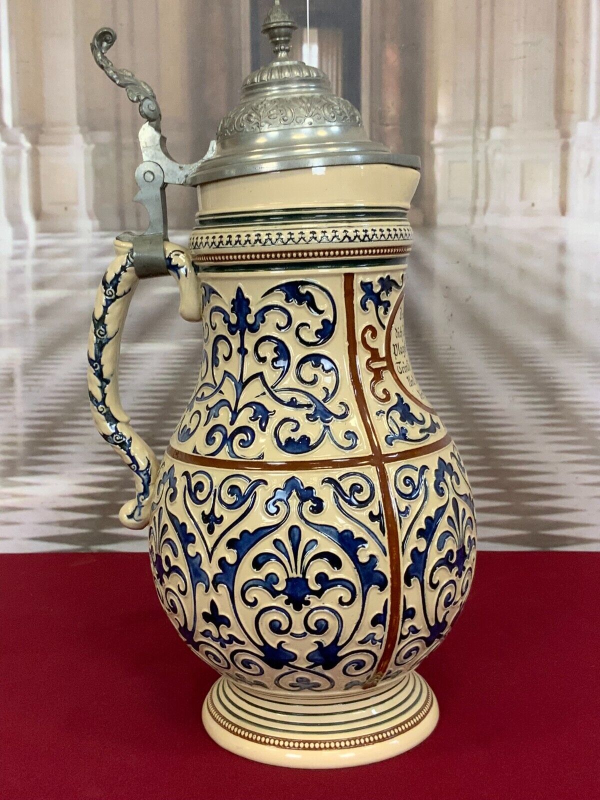 SEHR GROSSER HUMPEN 39cm REINHOLD MERKELBACH KERAMIK MIT ZINNMONTUR – Bild 3