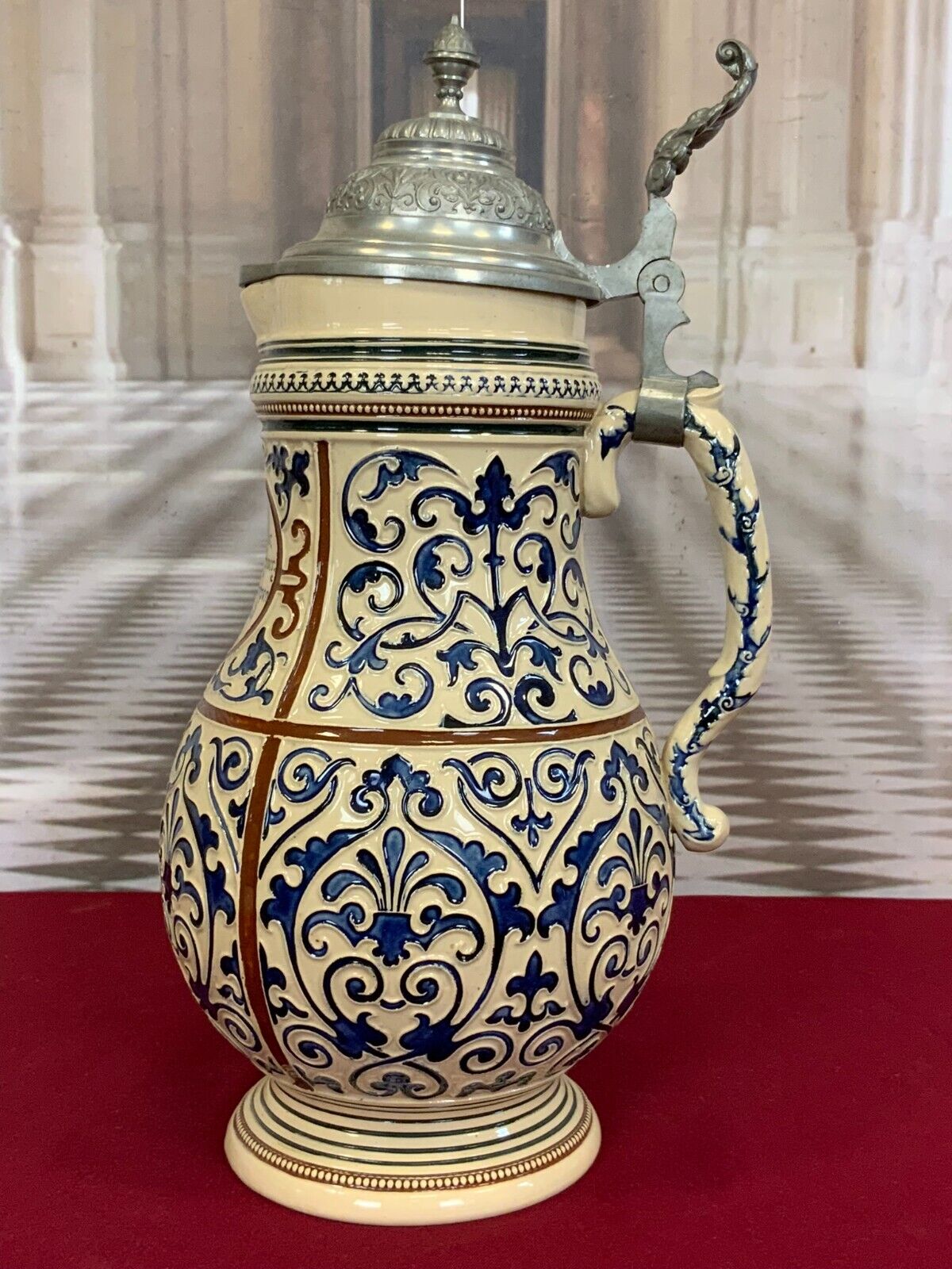 SEHR GROSSER HUMPEN 39cm REINHOLD MERKELBACH KERAMIK MIT ZINNMONTUR – Bild 5