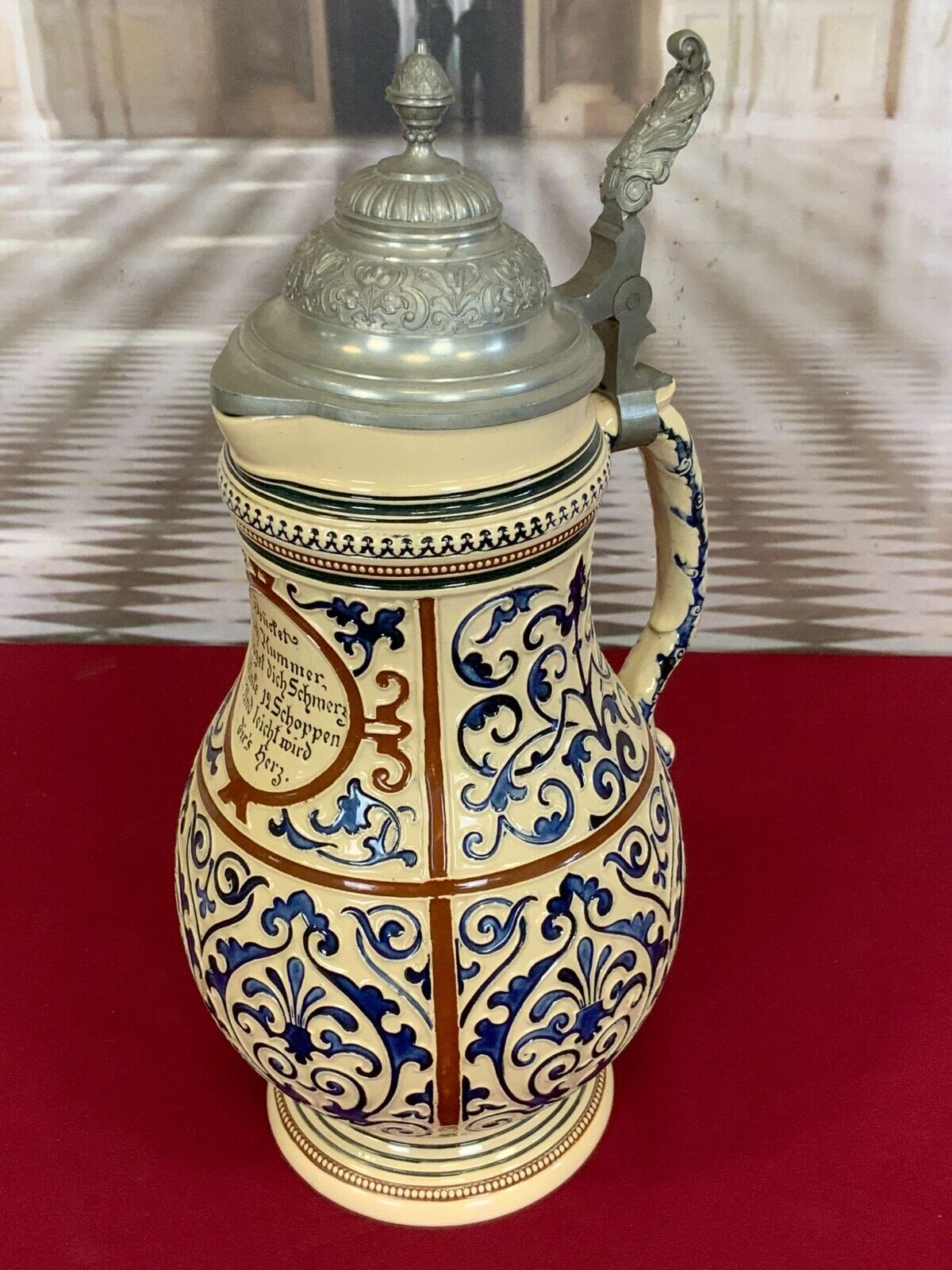 SEHR GROSSER HUMPEN 39cm REINHOLD MERKELBACH KERAMIK MIT ZINNMONTUR – Bild 6