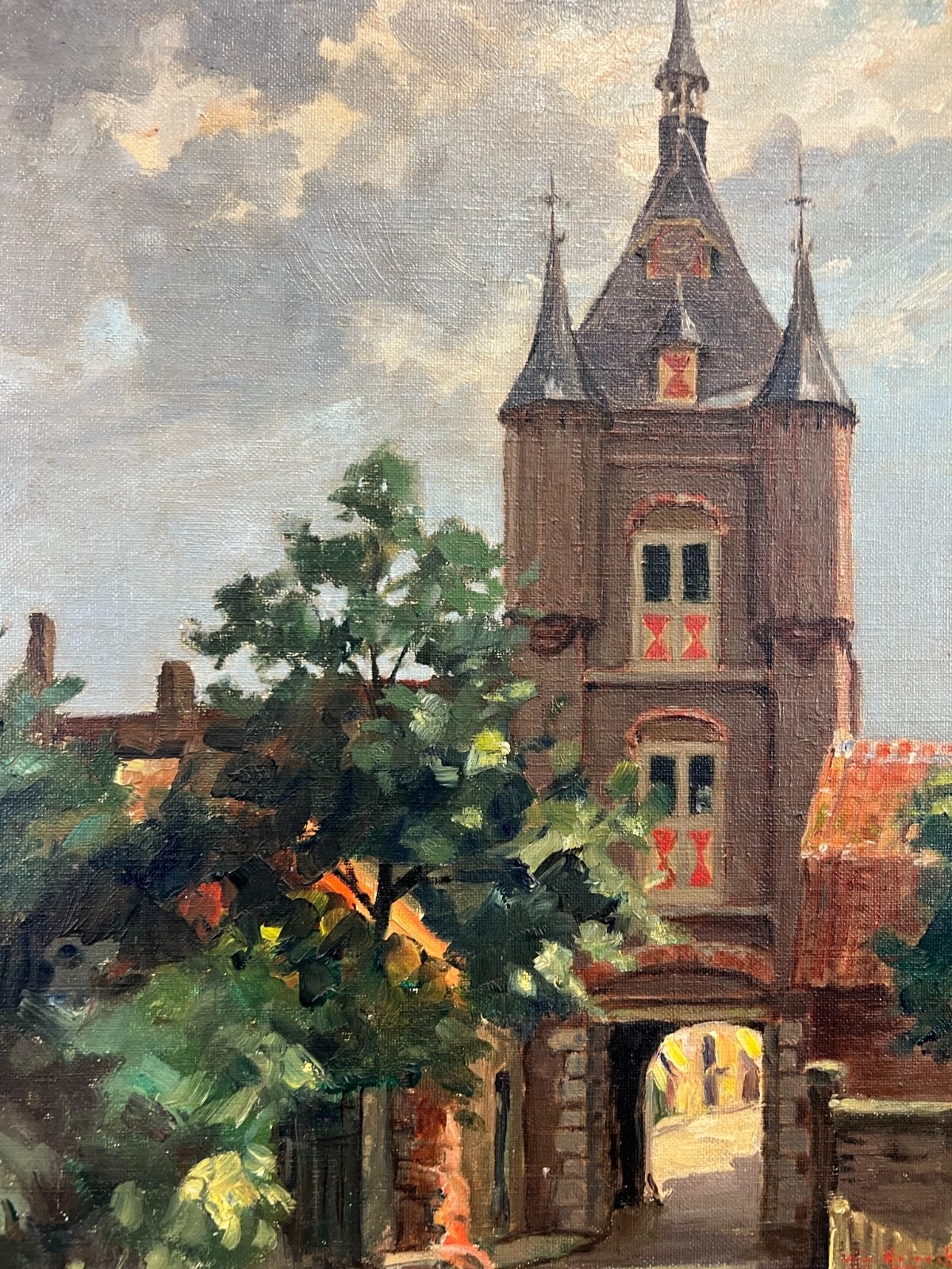 ÖLGEMÄLDE ALTSTADT ANSICHT GEMÄLDE VON  WIM HEINECKE (1895-1978) – Bild 3