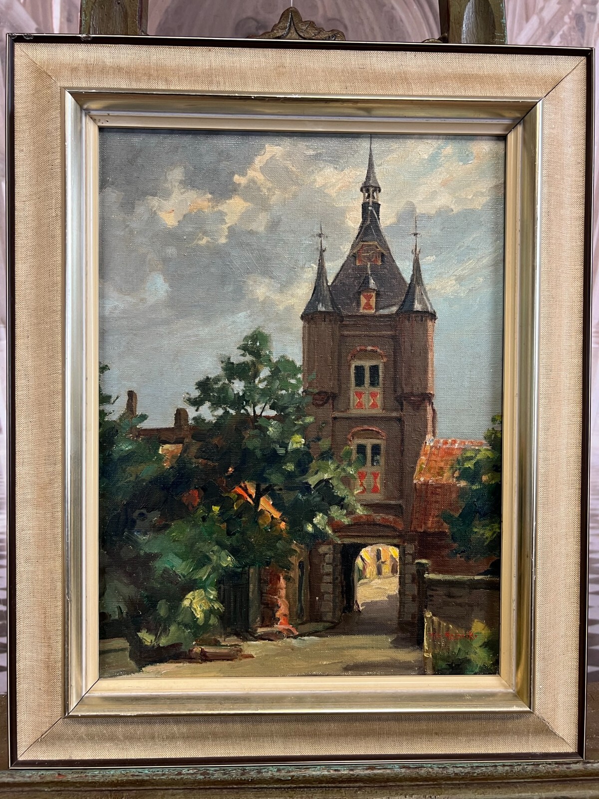 ÖLGEMÄLDE ALTSTADT ANSICHT GEMÄLDE VON  WIM HEINECKE (1895-1978) – Bild 4