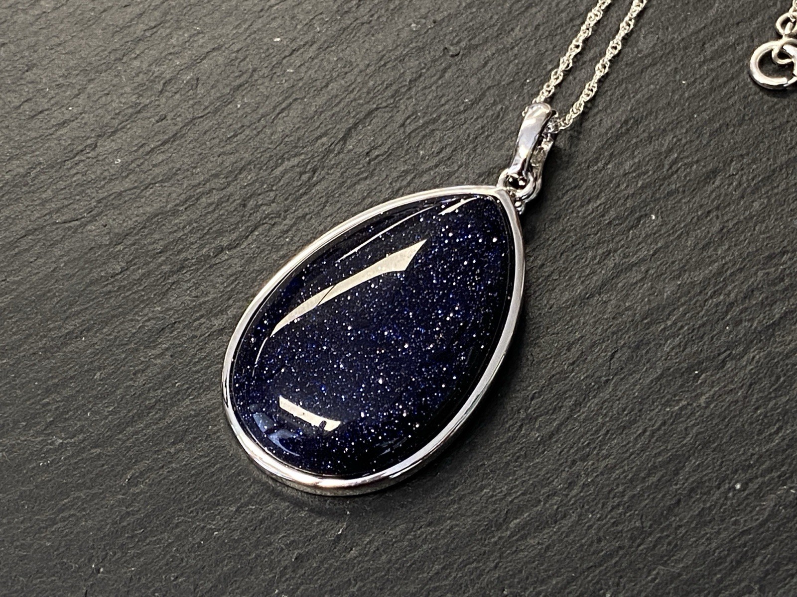 HALSKETTE KETTE ANHÄNGER METALL SCHWARZER GOLDFLUSS 925 STERLING SILBER