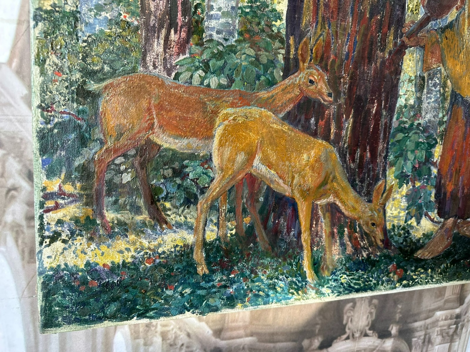A. SPECHT GROSSES ÖLGEMÄLDE GEIGER MIT REHEN IM WALD – Bild 4