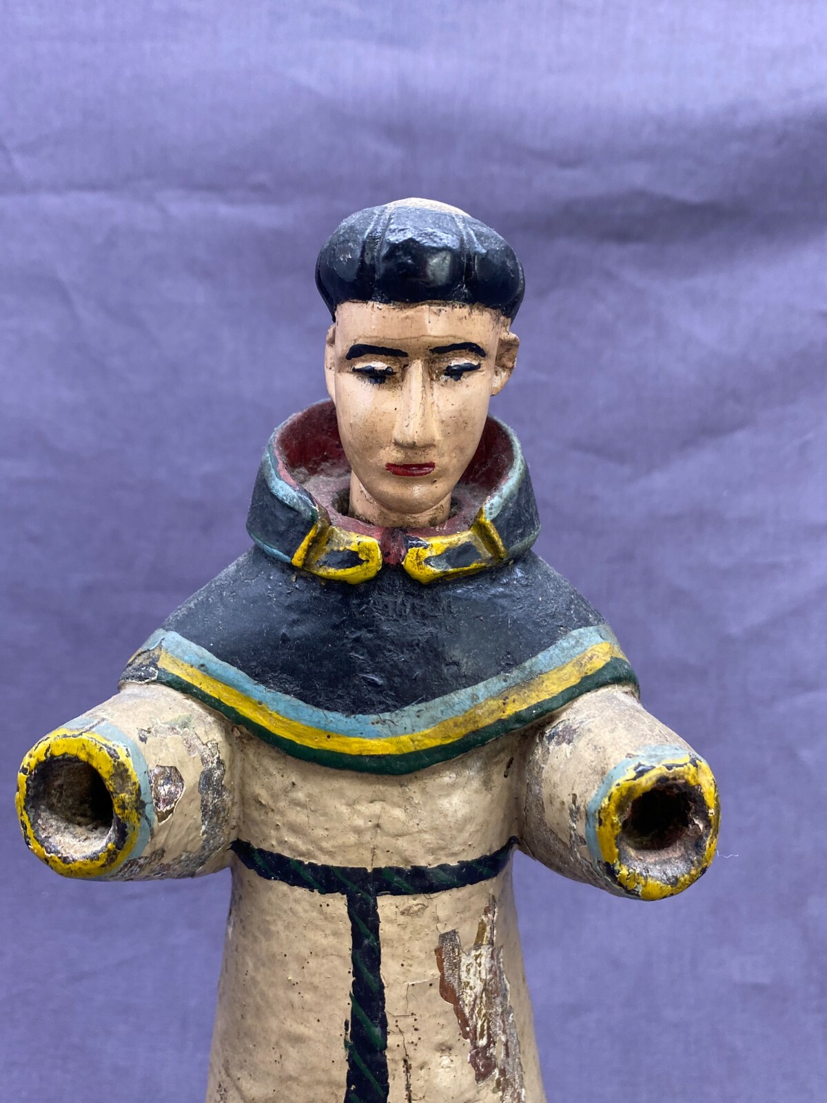 ANTIKE HEILIGENFIGUR 19-TES JHDT STEHENDER MÖNCH 30cm HOCH – Bild 3