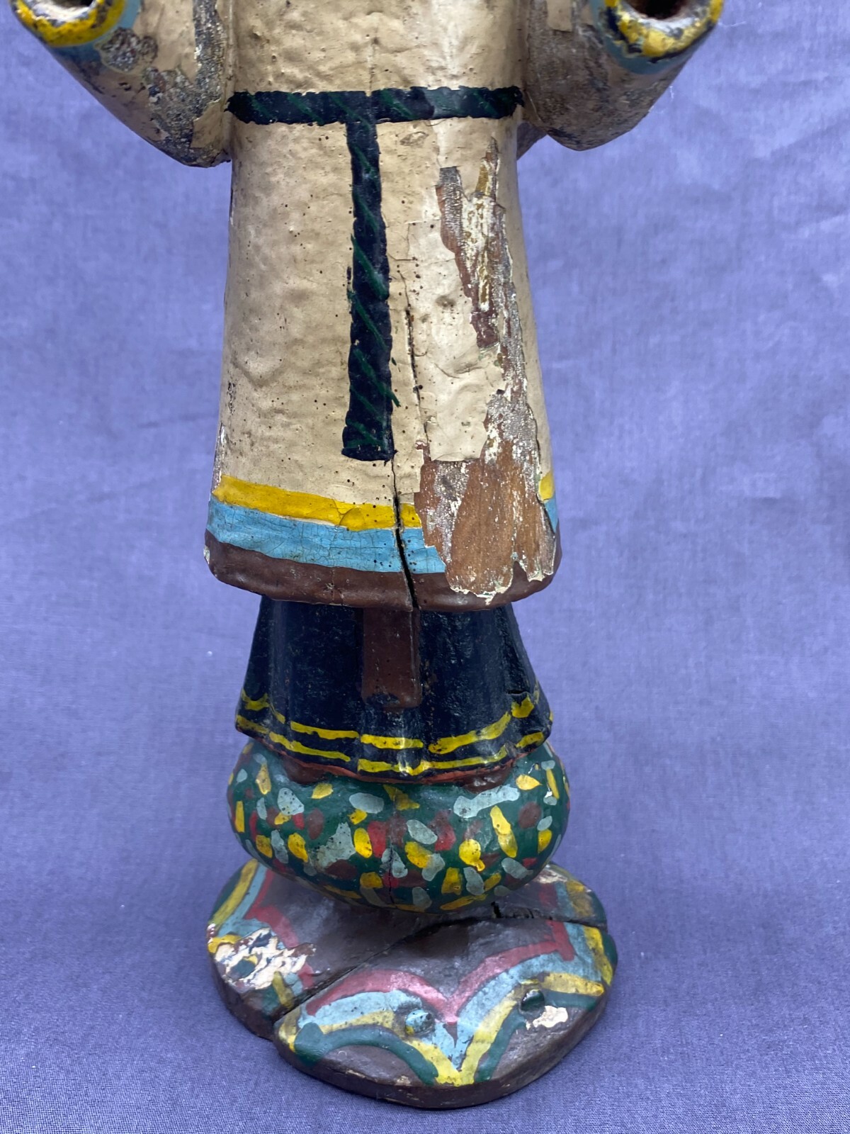 ANTIKE HEILIGENFIGUR 19-TES JHDT STEHENDER MÖNCH 30cm HOCH – Bild 4