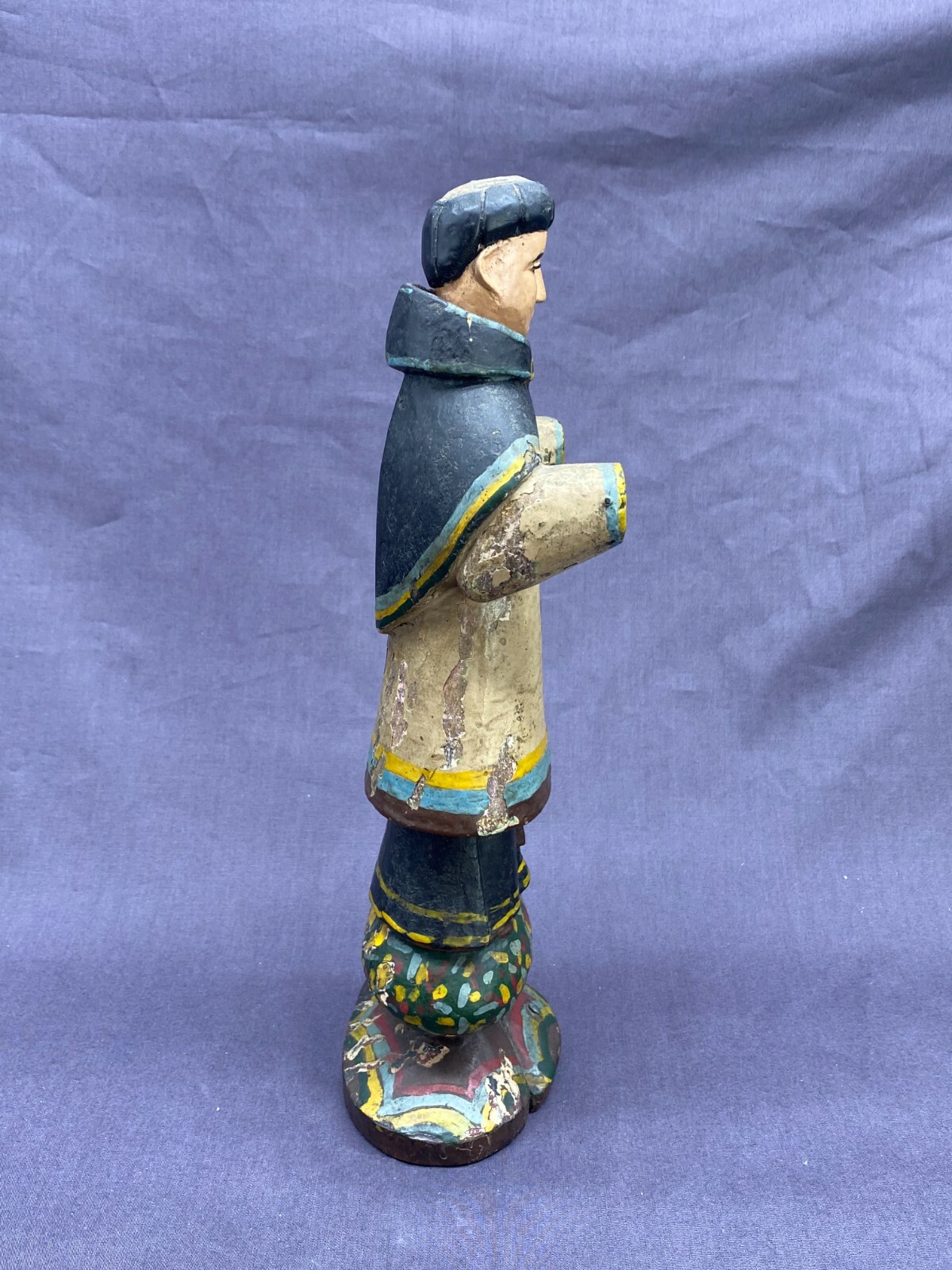 ANTIKE HEILIGENFIGUR 19-TES JHDT STEHENDER MÖNCH 30cm HOCH – Bild 6