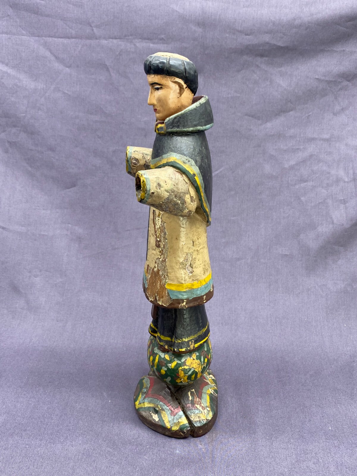 ANTIKE HEILIGENFIGUR 19-TES JHDT STEHENDER MÖNCH 30cm HOCH – Bild 8