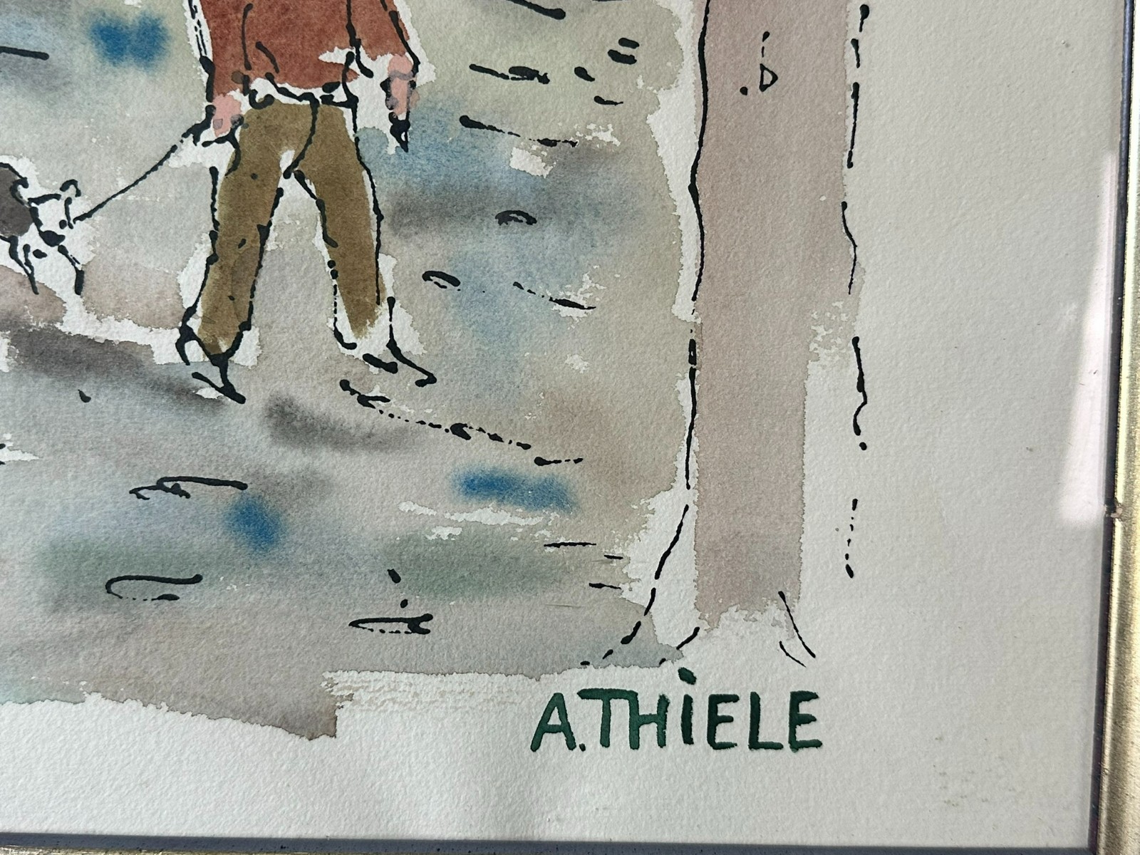 AQUARELL Alexander THIELE (1924) DAS SEEHAUS IM ENGLISCHEN GARTEN MÜNCHEN – Bild 4