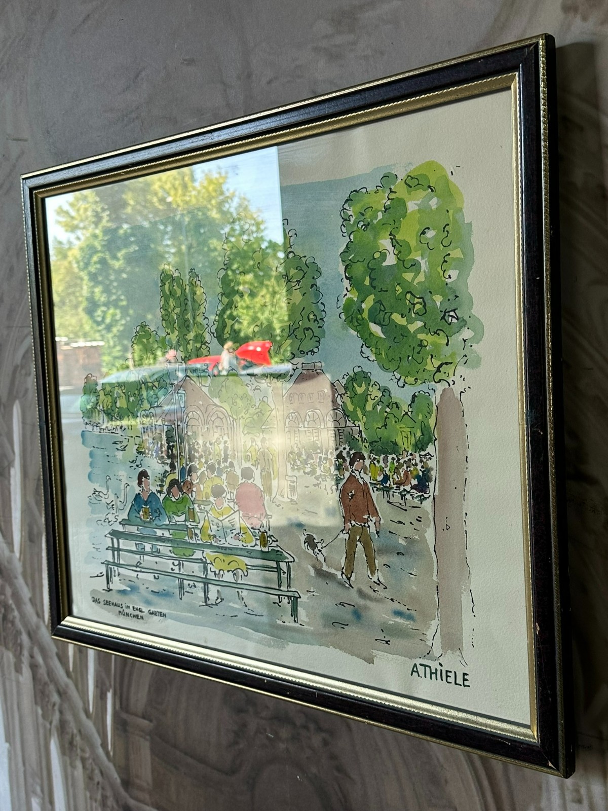AQUARELL Alexander THIELE (1924) DAS SEEHAUS IM ENGLISCHEN GARTEN MÜNCHEN – Bild 10