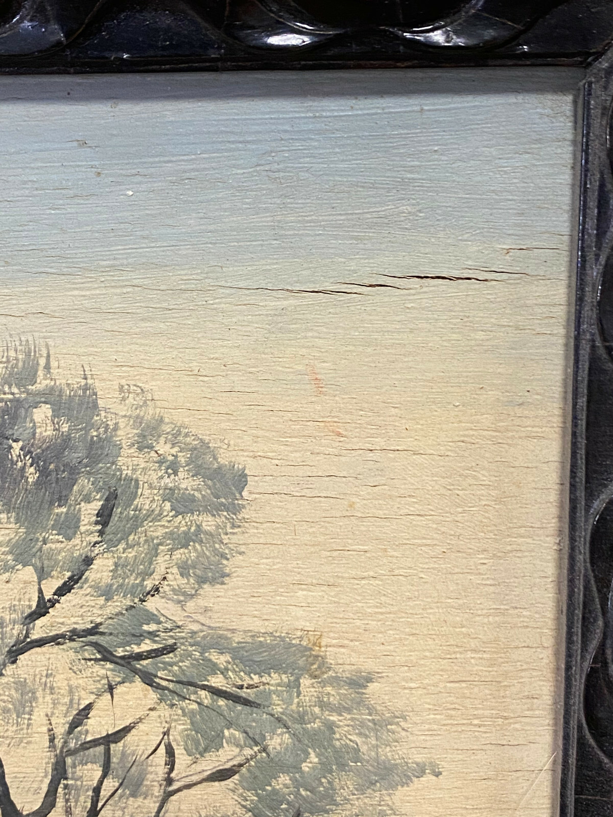 ÖL GEMÄLDE WINTERLANDSCHAFT MIT HÄUSERN AM FLUSS F. LASSEE ABMESSUNGEN 62x52cm – Bild 7
