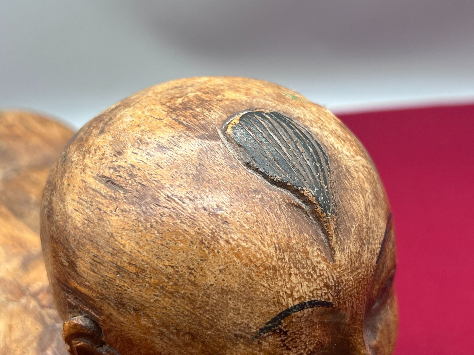 CHINA SKULPTUR KOPFKISSEN JUNGE LIEGEND HOLZ MASSIV HANDGESCHNITZT – Bild 13