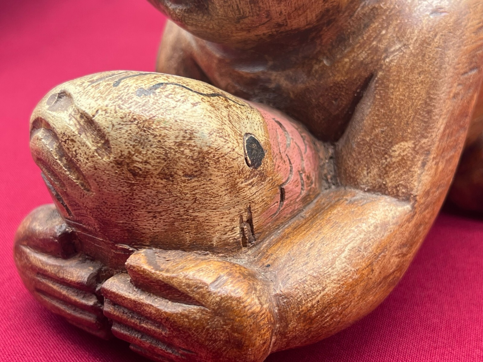 CHINA SKULPTUR KOPFKISSEN JUNGE LIEGEND HOLZ MASSIV HANDGESCHNITZT – Bild 15
