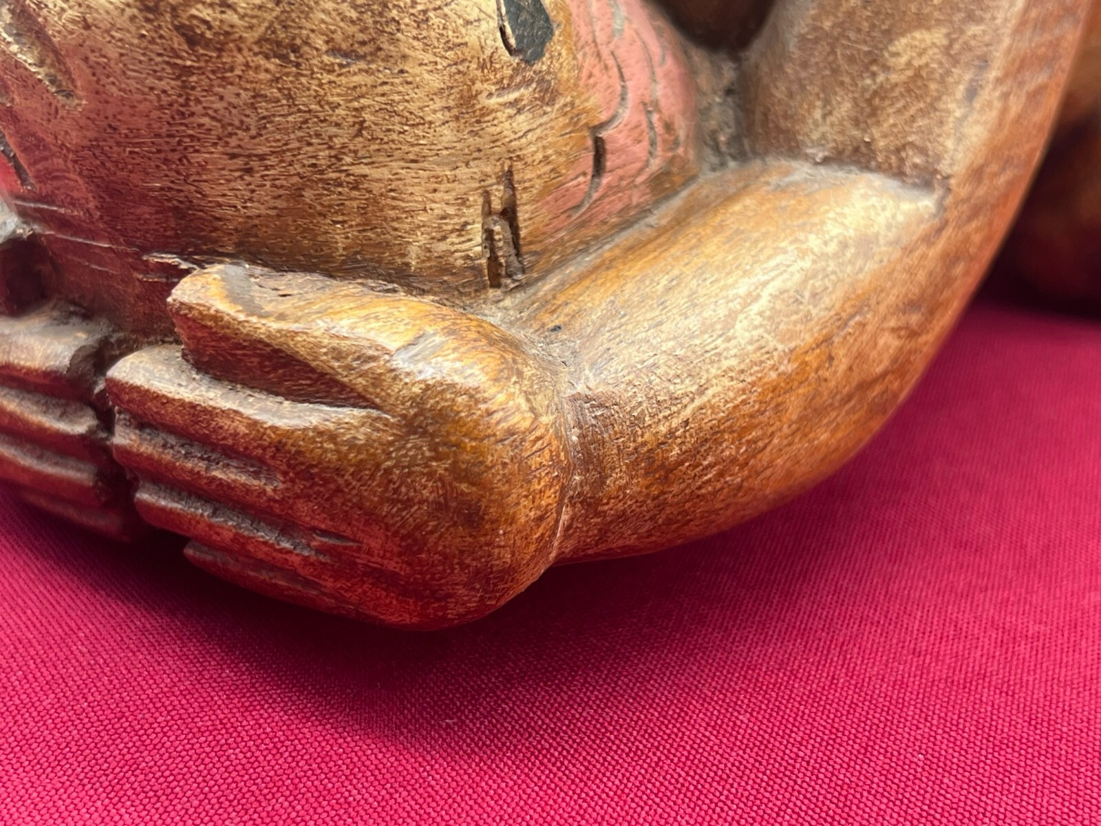 CHINA SKULPTUR KOPFKISSEN JUNGE LIEGEND HOLZ MASSIV HANDGESCHNITZT – Bild 16