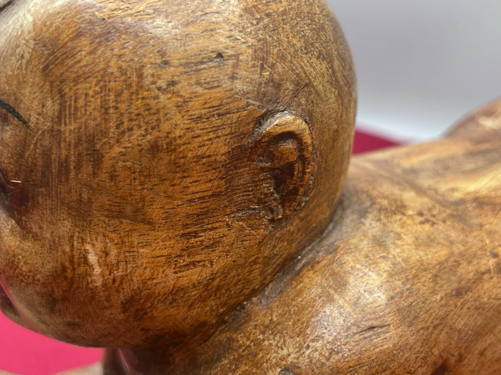CHINA SKULPTUR KOPFKISSEN JUNGE LIEGEND HOLZ MASSIV HANDGESCHNITZT – Bild 19