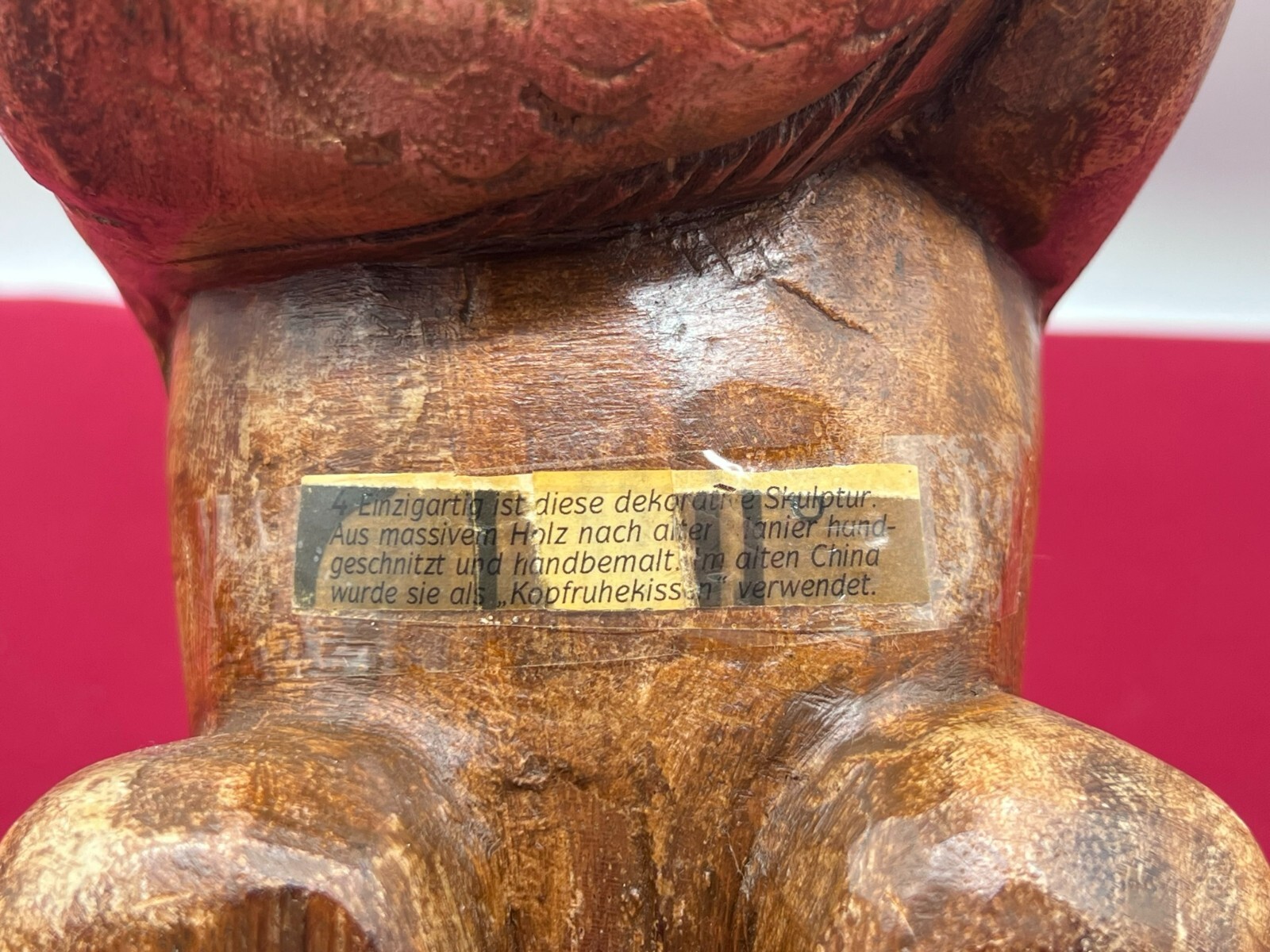 CHINA SKULPTUR KOPFKISSEN JUNGE LIEGEND HOLZ MASSIV HANDGESCHNITZT – Bild 23