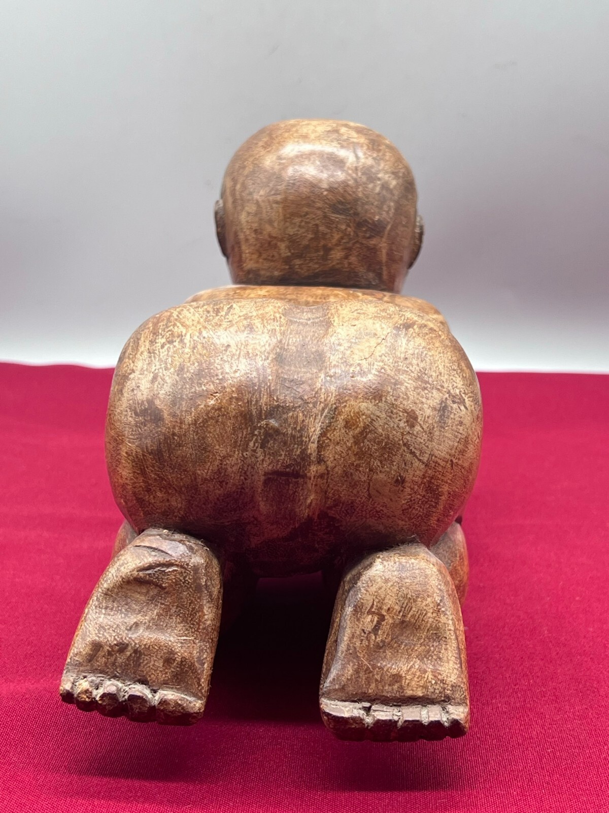 CHINA SKULPTUR KOPFKISSEN JUNGE LIEGEND HOLZ MASSIV HANDGESCHNITZT – Bild 4