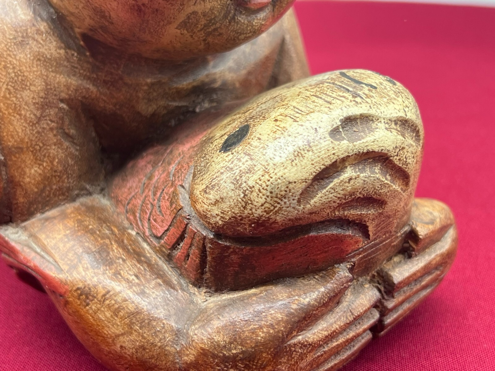 CHINA SKULPTUR KOPFKISSEN JUNGE LIEGEND HOLZ MASSIV HANDGESCHNITZT – Bild 8