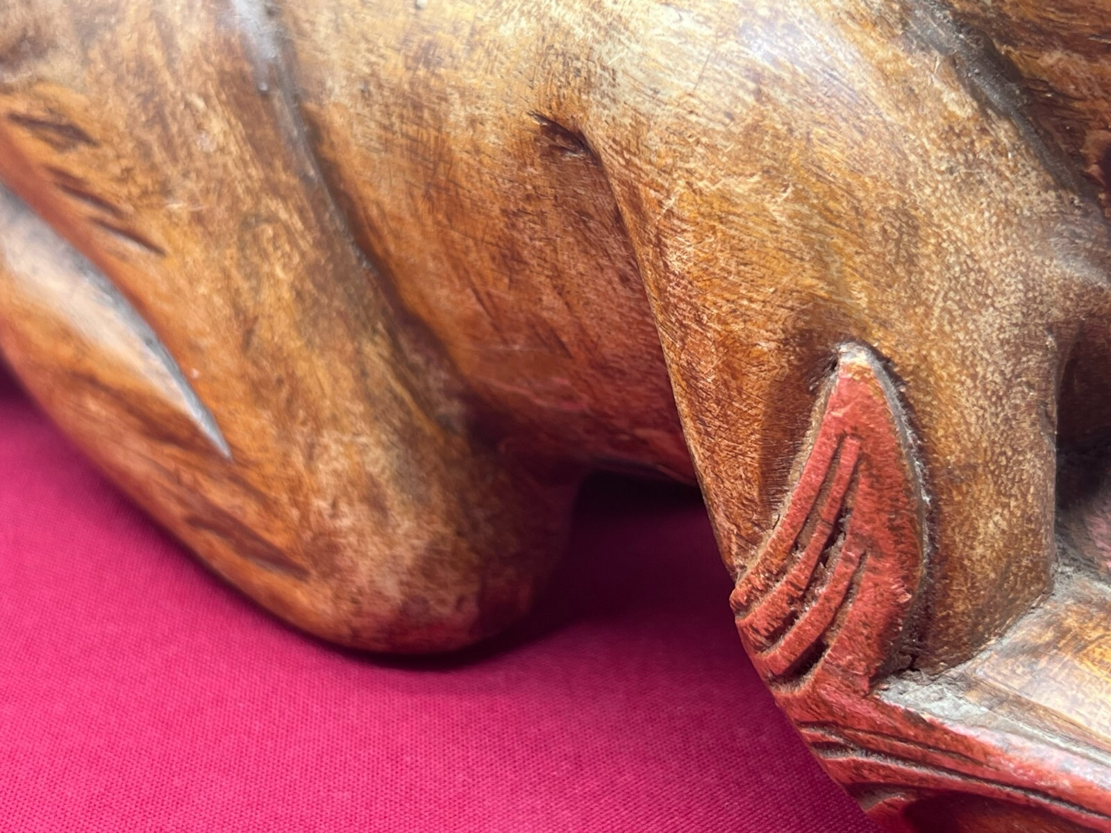 CHINA SKULPTUR KOPFKISSEN JUNGE LIEGEND HOLZ MASSIV HANDGESCHNITZT – Bild 10