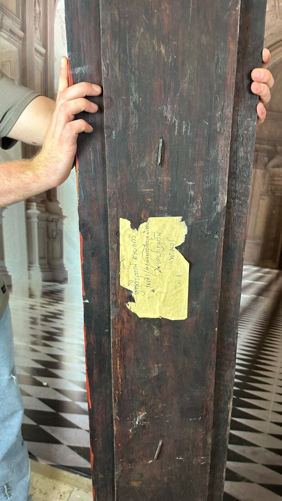 PAAR ANTIKE WAND ELEMENTE TÜR RAHMEN THAILAND UM 1900 FIGUREN SKULPTUREN 252cm – Bild 23
