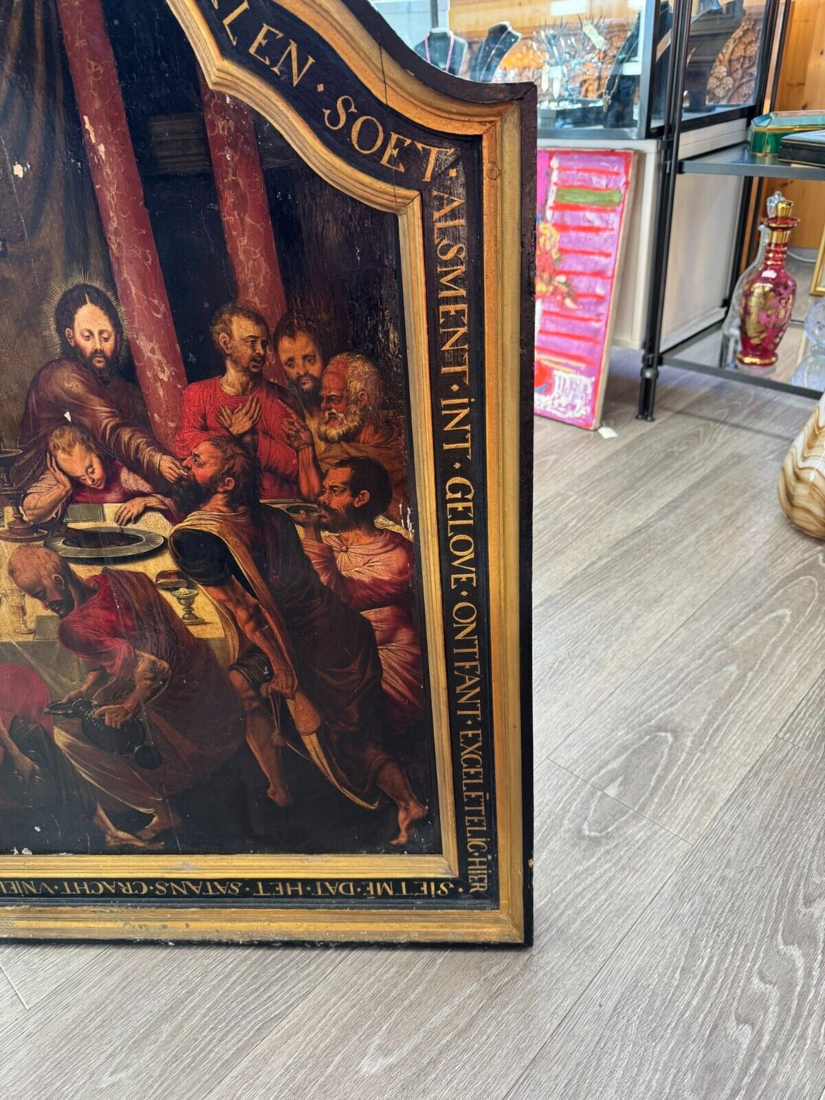 GOTISCHES GEMÄLDE ALTARTAFEL 16 TES JHDT DAS LETZTE ABENDMAHL GOTIK ÖL AUF HOLZ – Bild 14