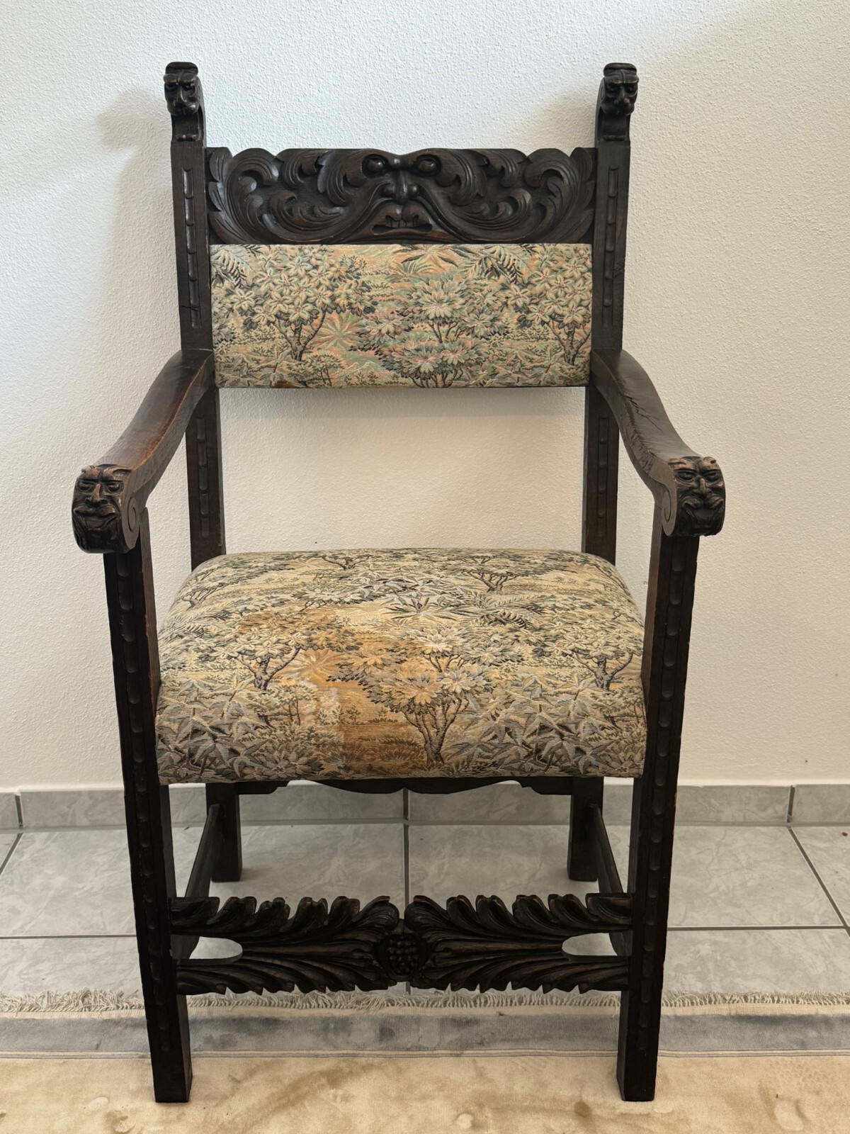 ANTIKER GRÜNDERZEIT NEO RENAISSANCE SESSEL EICHE MASSIV HANDGESCHNITZT 19 TES JH