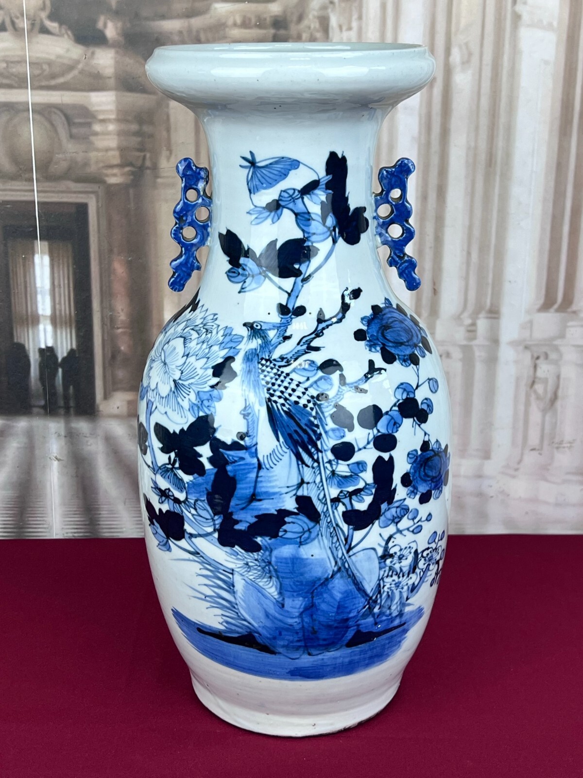 ANTIKE CHINA VASE AUS PORZELLAN PARADIES VOGEL 44cm