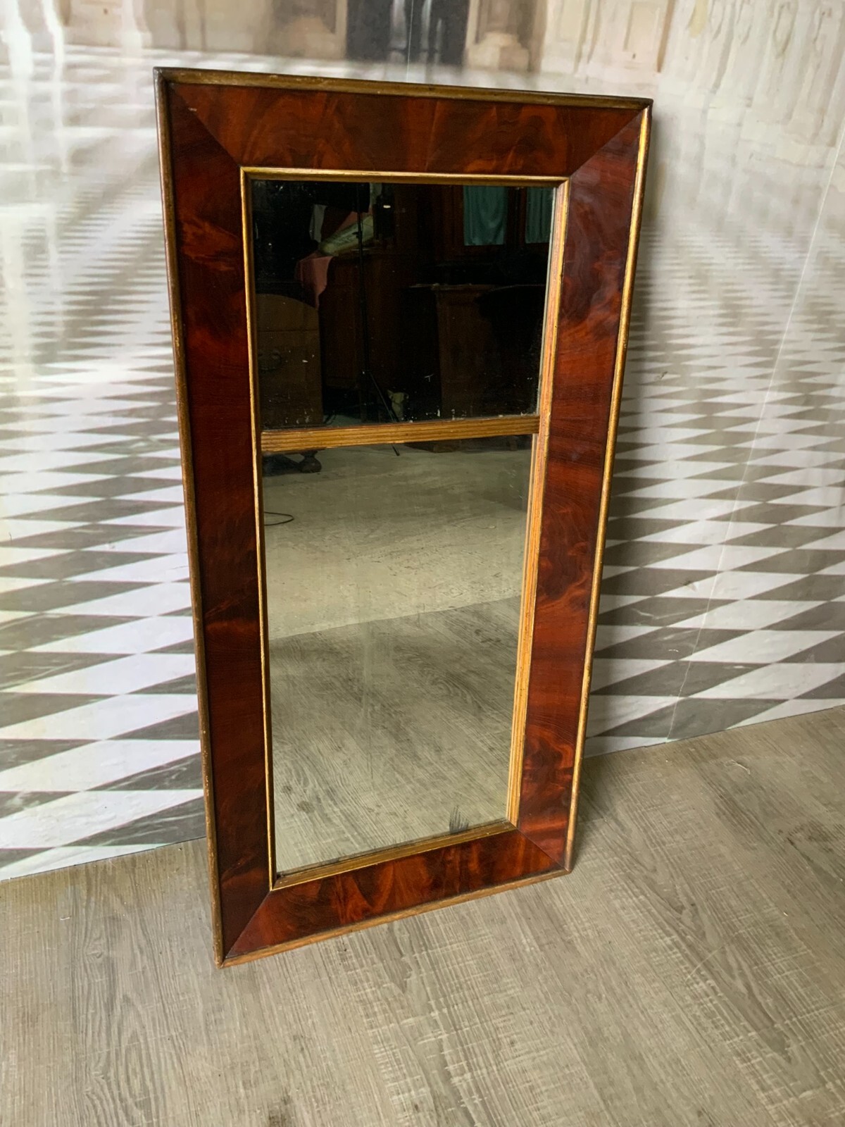 ANTIKER EMPIRE SPIEGEL 19 TES JHDT MAHAGONI FURNIERT