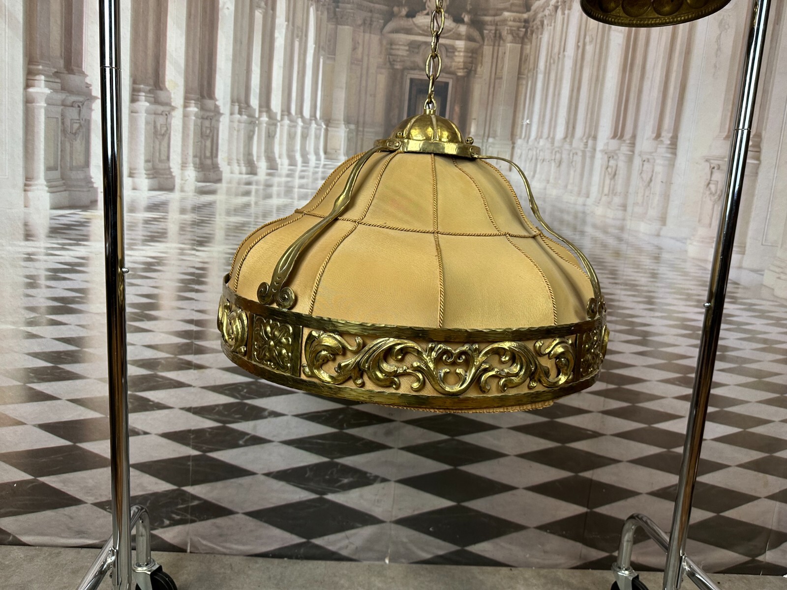 ANTIKER DECKENLEUCHTER AUS MESSING DECKENLAMPE PRUNKLEUCHTER ART DECO 1930er – Bild 3