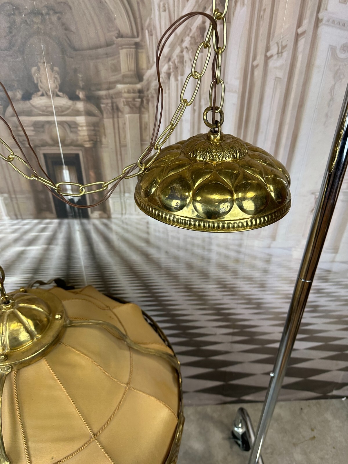 ANTIKER DECKENLEUCHTER AUS MESSING DECKENLAMPE PRUNKLEUCHTER ART DECO 1930er – Bild 5