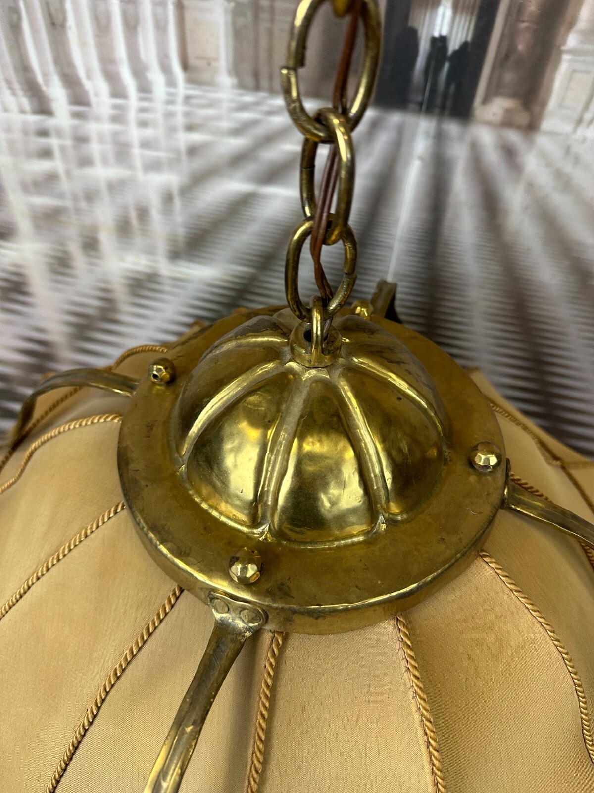 ANTIKER DECKENLEUCHTER AUS MESSING DECKENLAMPE PRUNKLEUCHTER ART DECO 1930er – Bild 8