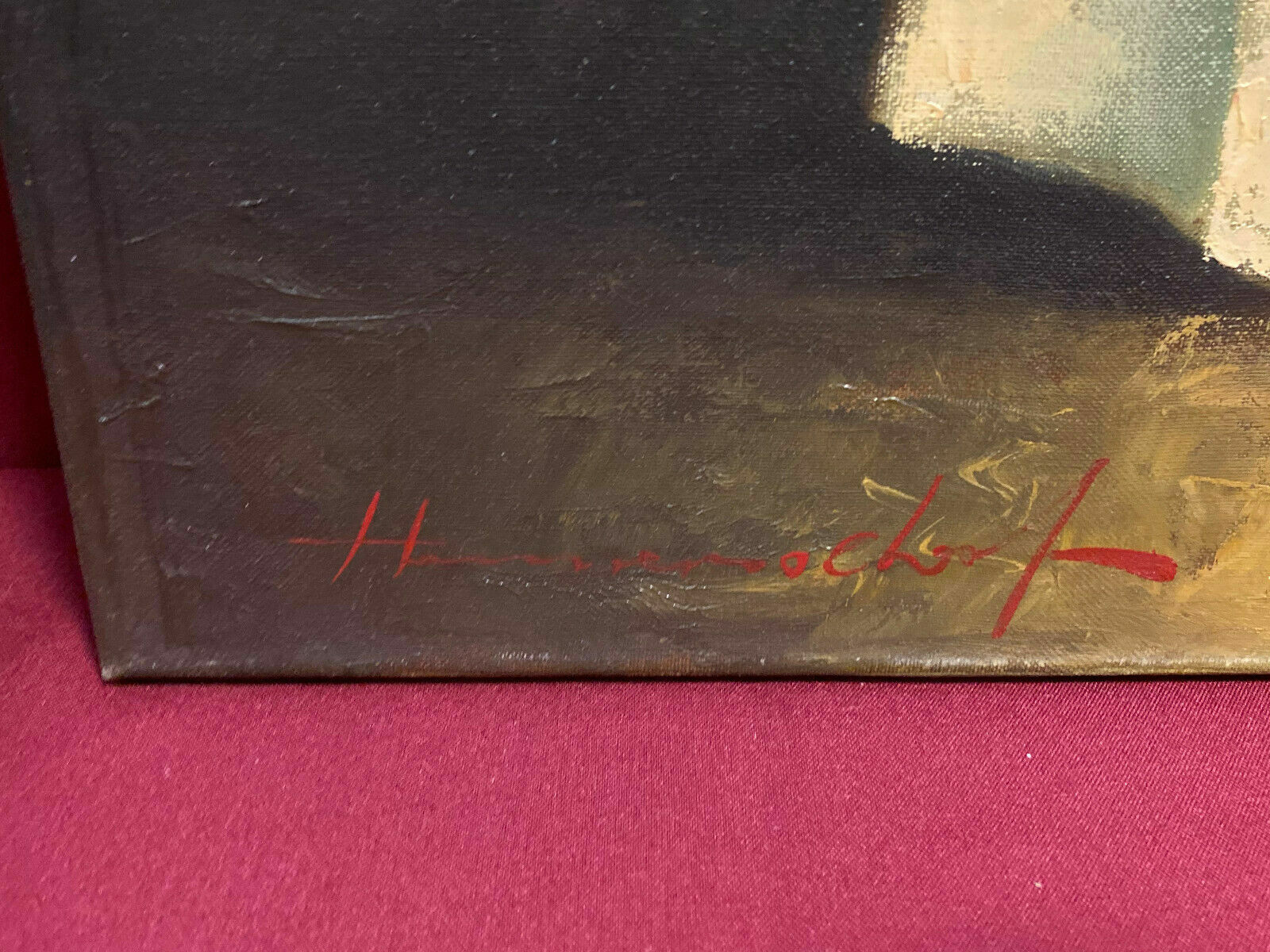 ÖLGEMÄLDE GALANTER DAMENABEND SIGNIERTES GEMÄLDE IN SEHR GUTEM ZUSTAND – Bild 4