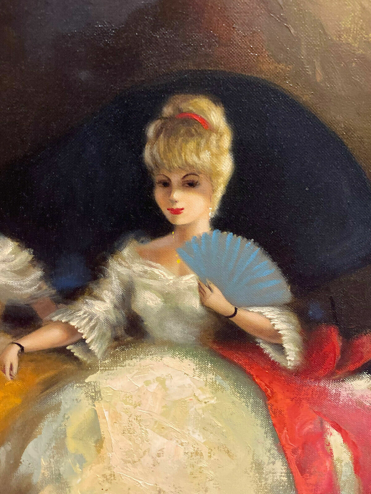 ÖLGEMÄLDE GALANTER DAMENABEND SIGNIERTES GEMÄLDE IN SEHR GUTEM ZUSTAND – Bild 6