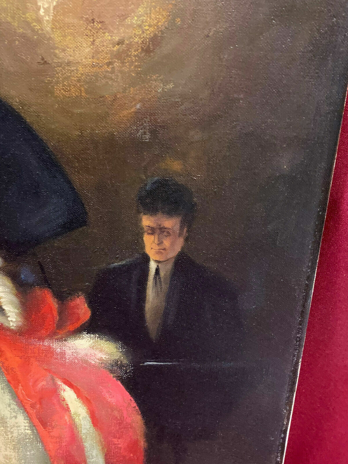 ÖLGEMÄLDE GALANTER DAMENABEND SIGNIERTES GEMÄLDE IN SEHR GUTEM ZUSTAND – Bild 7