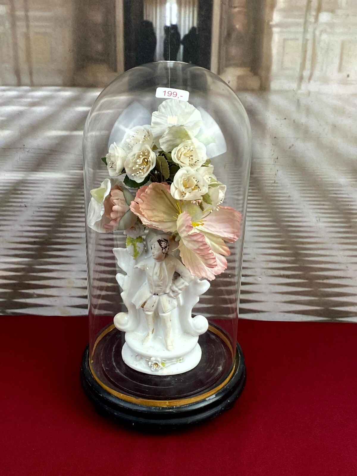 GLOBE DE MARIEE HOCHZEIT ANDENKEN FRANKREICH NAPOLEON III PORZELLAN FIGUR 34cm