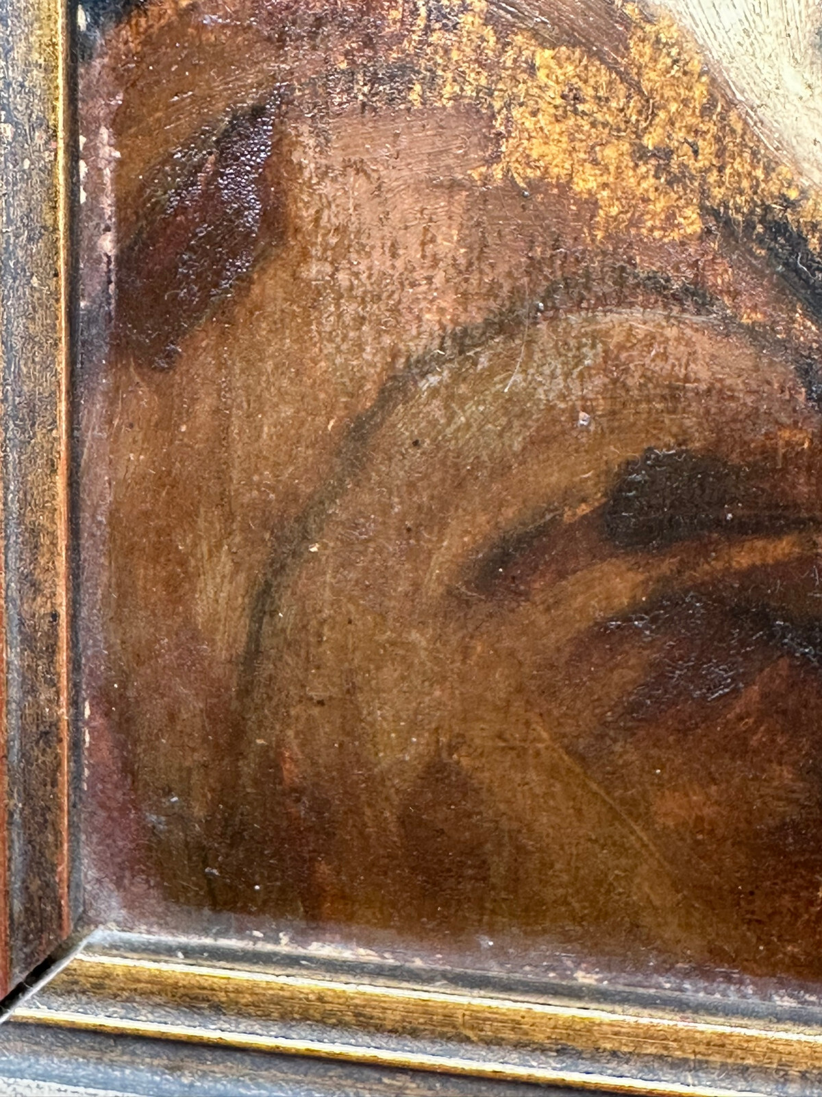 ÖLGEMÄLDE LACHENDER PRIESTER ÖL AUF PLATTE MONOGRAMMIST MIT RAHMEN 28x32cm – Bild 11
