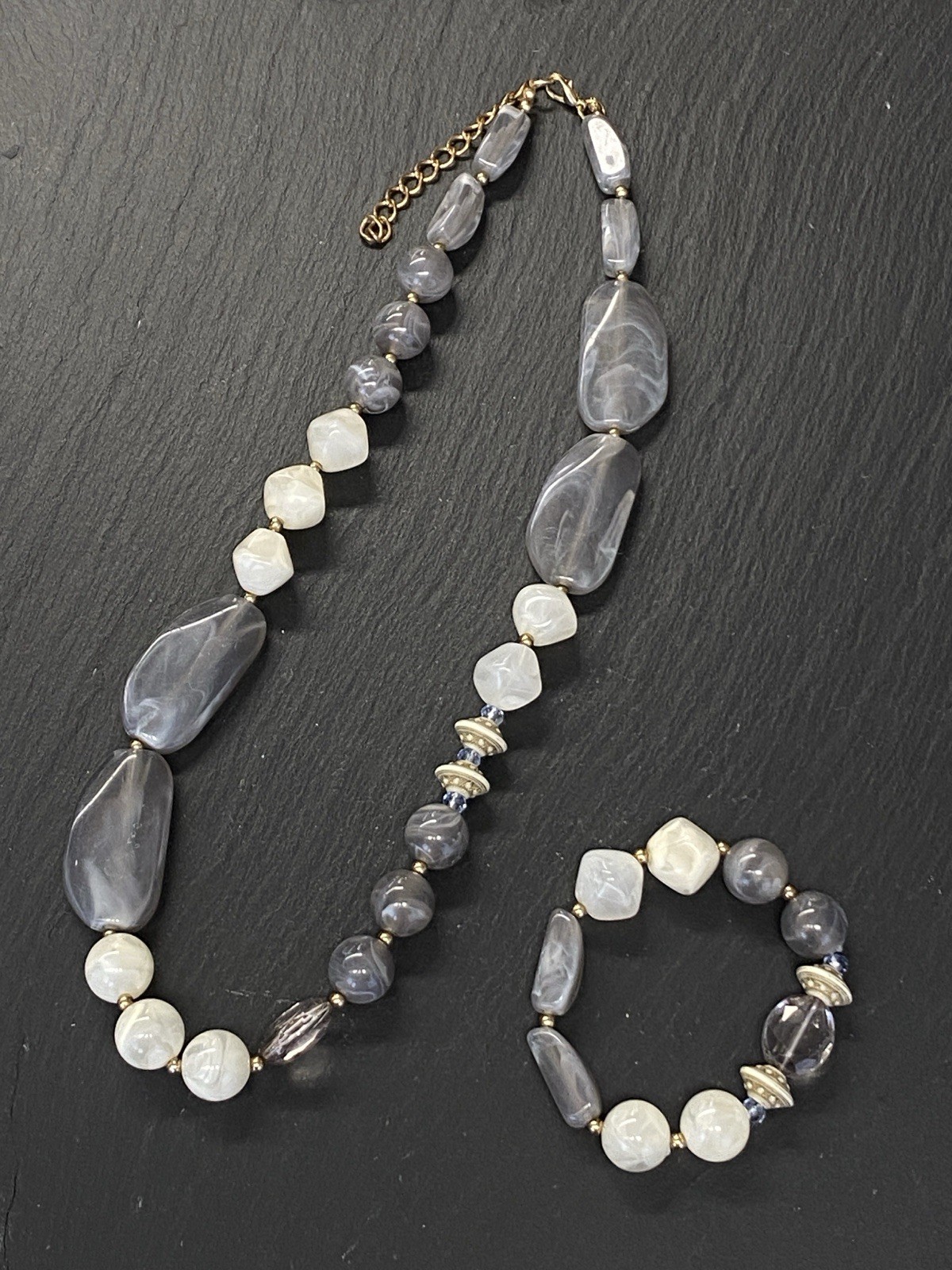 MODESCHMUCK SET HALSKETTE KETTE ARMBAND KUNSTSTEINE KÜNSTLICHE STEINE – Bild 3