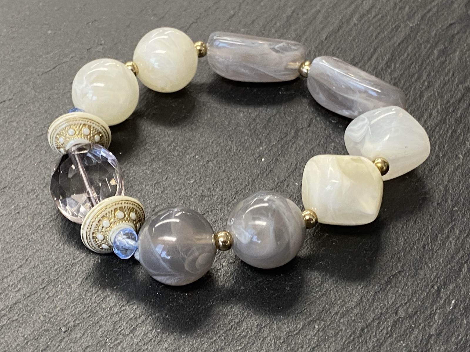 MODESCHMUCK SET HALSKETTE KETTE ARMBAND KUNSTSTEINE KÜNSTLICHE STEINE – Bild 4