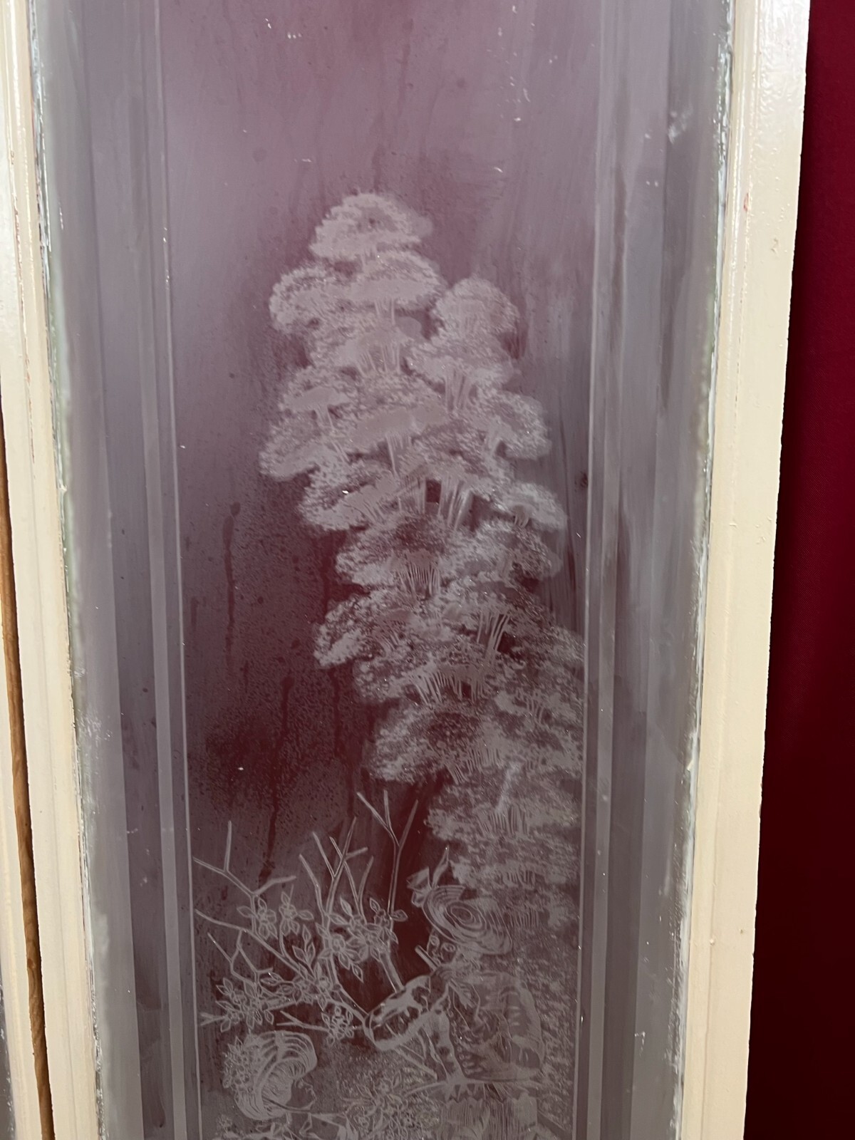 PAAR ANTIKE GLASSCHEIBEN JUGENDSTIL ORIGINAL UM 1900 PERSONEN BLUMEN – Bild 9