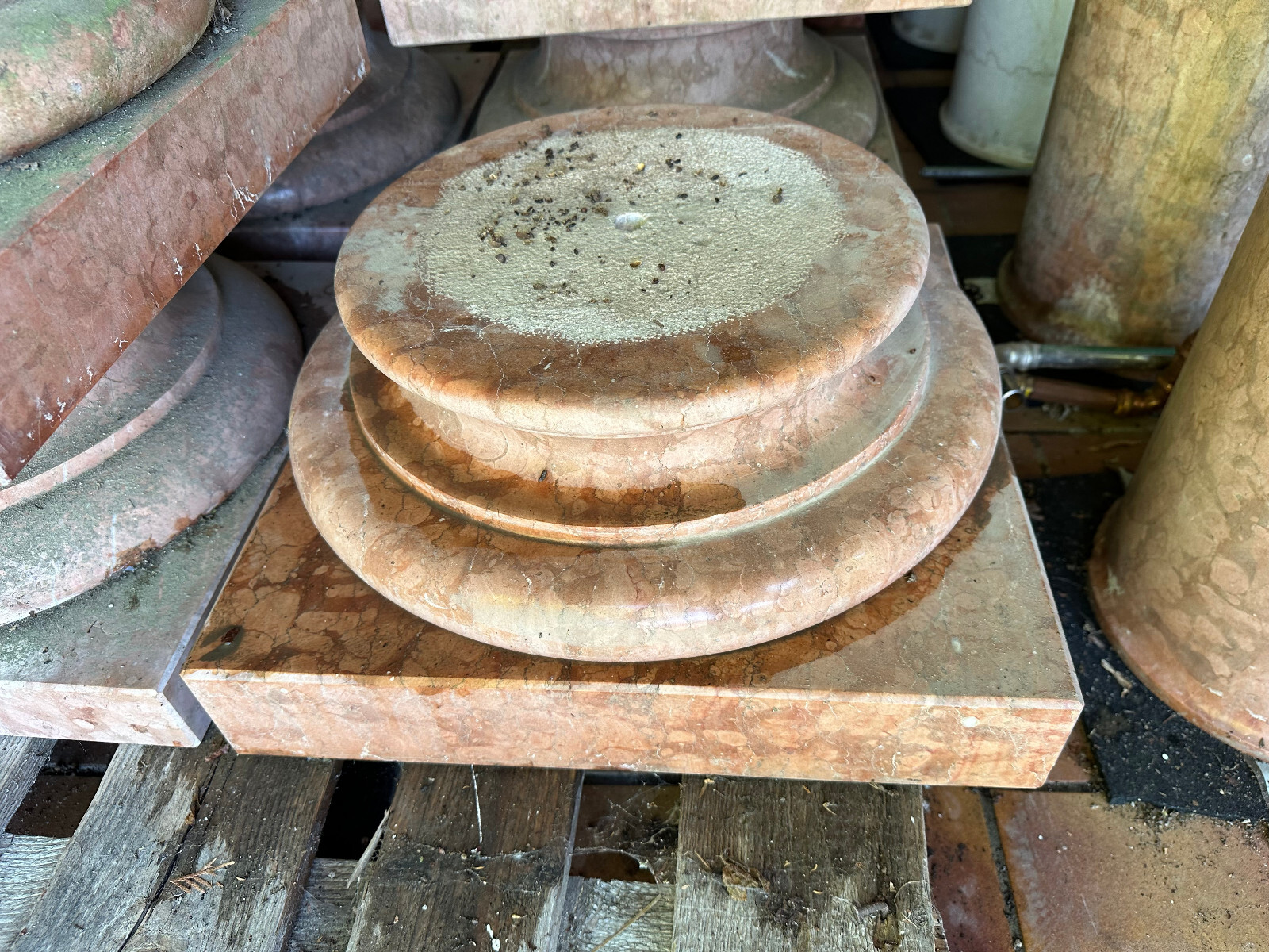 ANTIKE MARMORSÄULE ROSSO VERONA 160cm ca. 250kg SÄULE AUS MARMOR KAPITELLE – Bild 8