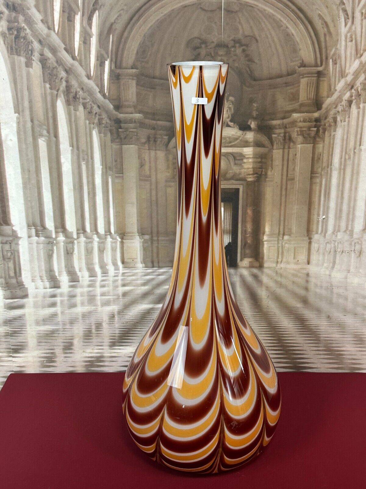 VINTAGE BODENVASE GROSSE VASE AUS GLAS LOLLIPOP SPACE AGE SCHOTT ZWIESEL 73x31cm
