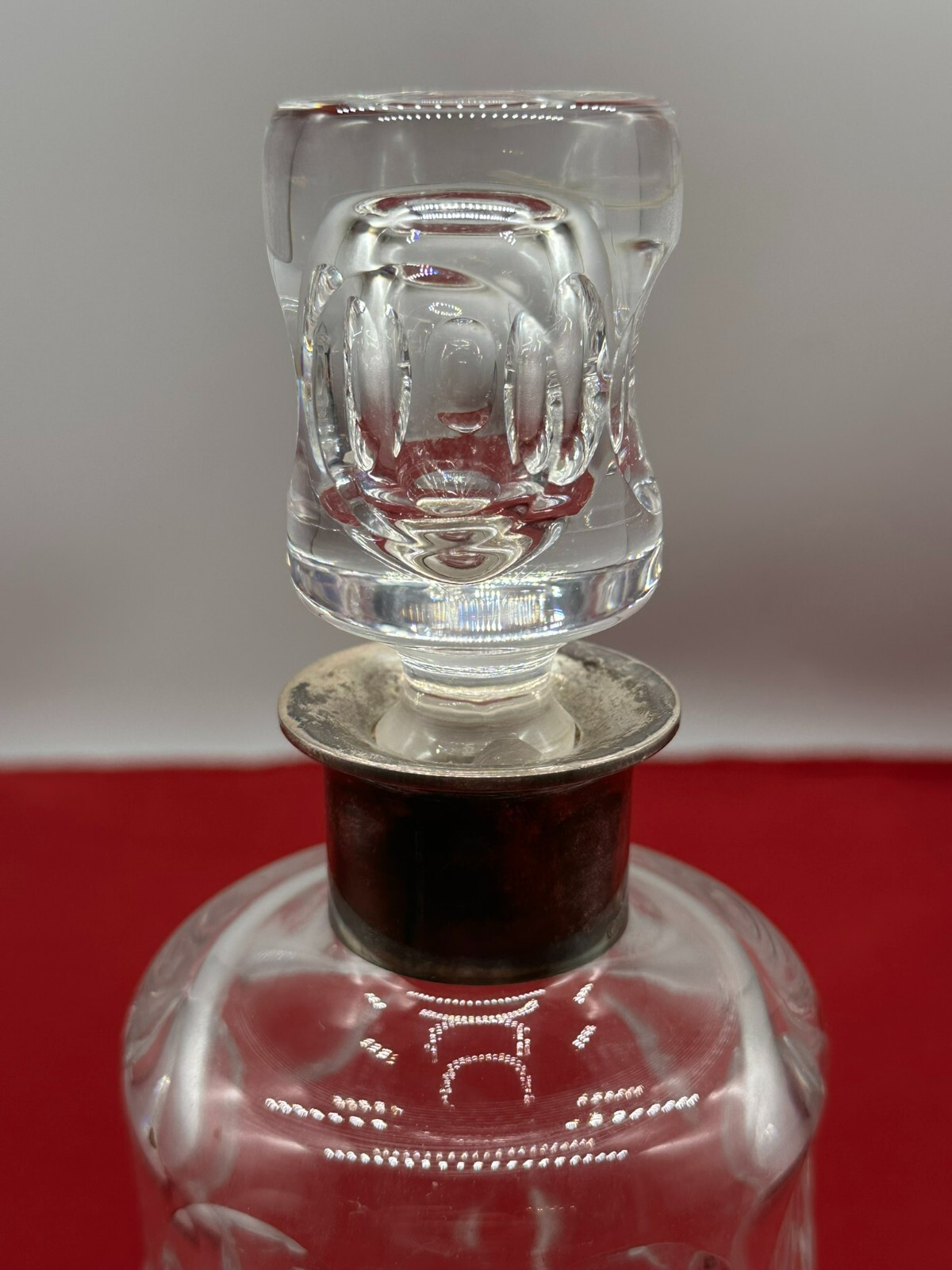 VINTAGE KARAFFE FLASCHE MIT STÖPSEL AUS GLAS MONTUR AUS SILBER 835 – Bild 3
